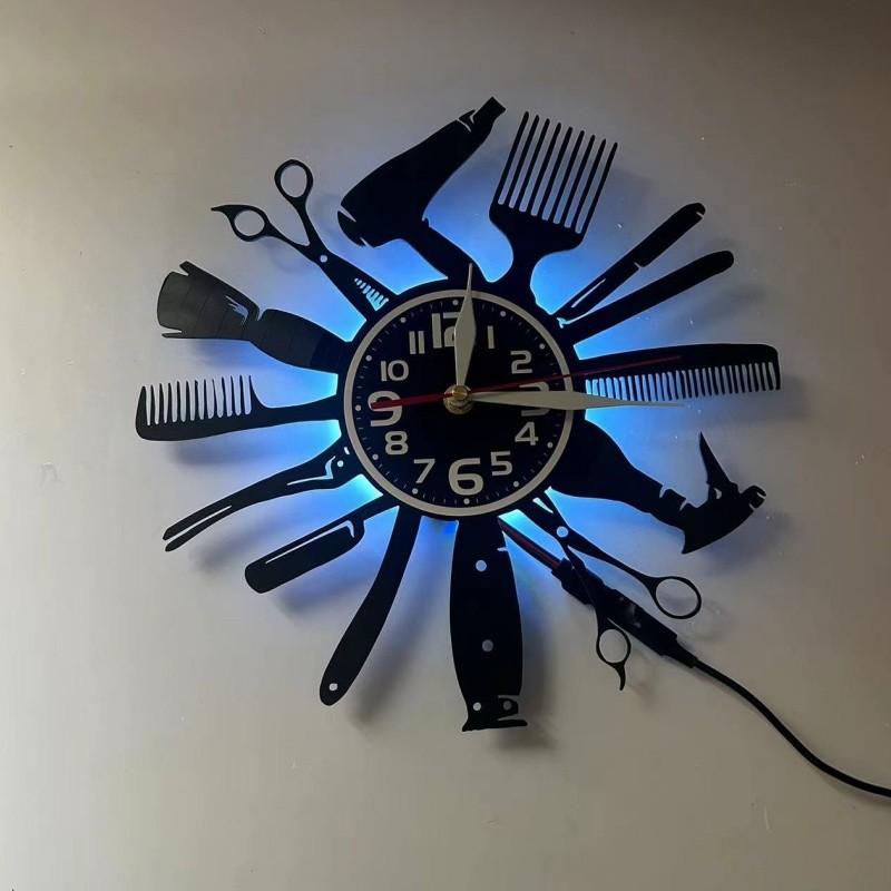 Scissors Comb Shape LED Clock, Numbers & Hands, Clear Easy-Read Design, Ideal for Hair Salons & Styling Studios, Home Decor