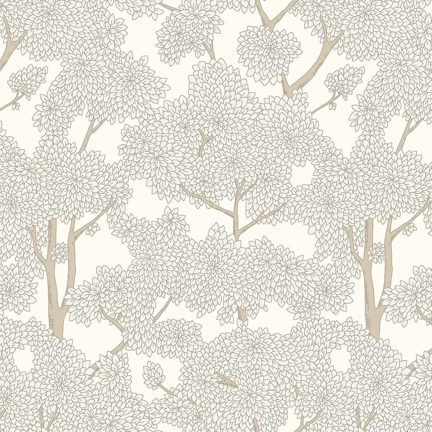 Peel and Stick Jungle Forest Mural Wallpaper Modern Waterproof Self Adhesive Contact Paper 17.3" x 120" Cream