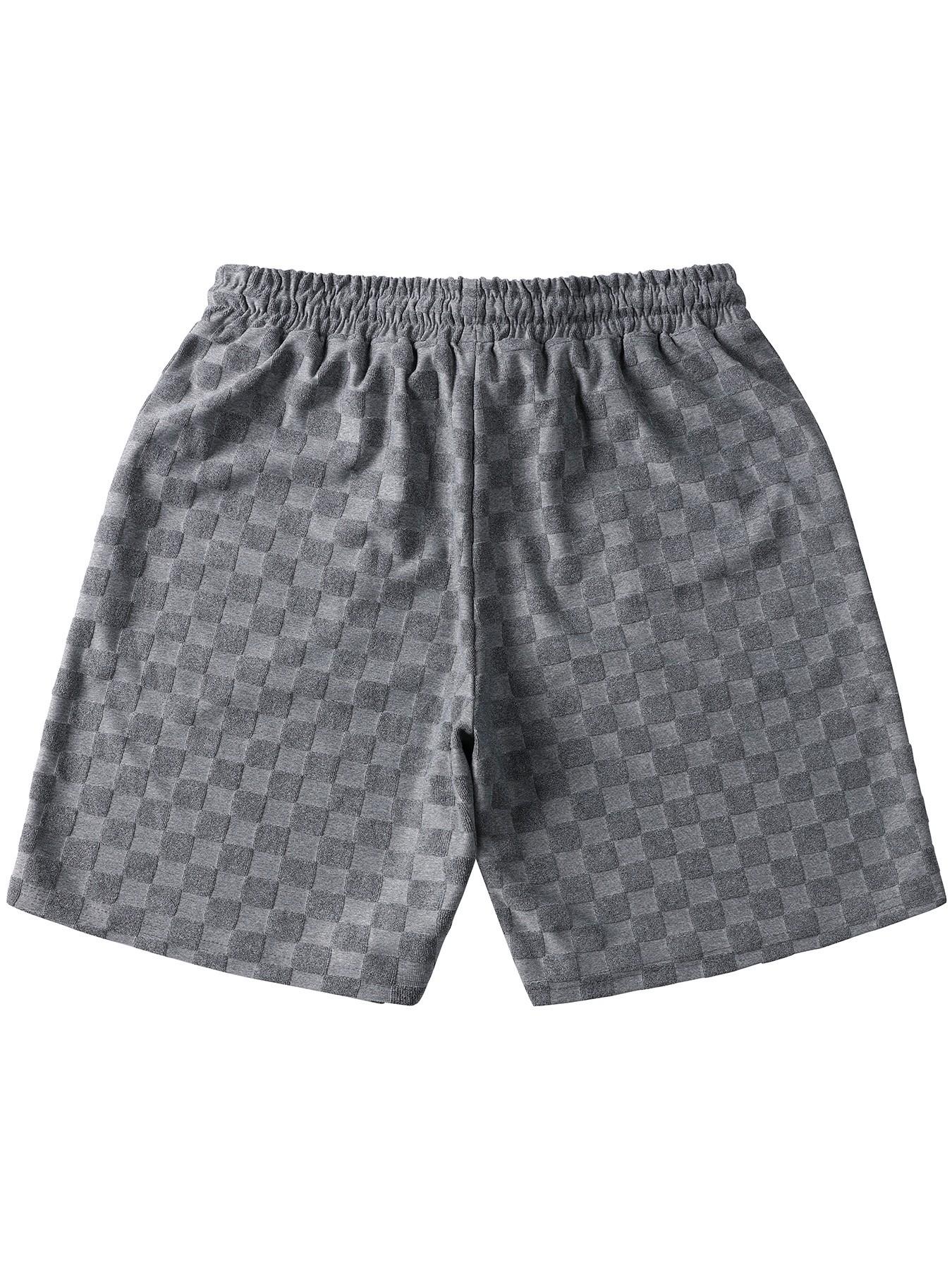 Men's Waffle Check Casual Shorts, Breathable Skin-Friendly Loose Fit Straight Leg Five-Quarter Pants, Daily Commute Versatile Beachwear