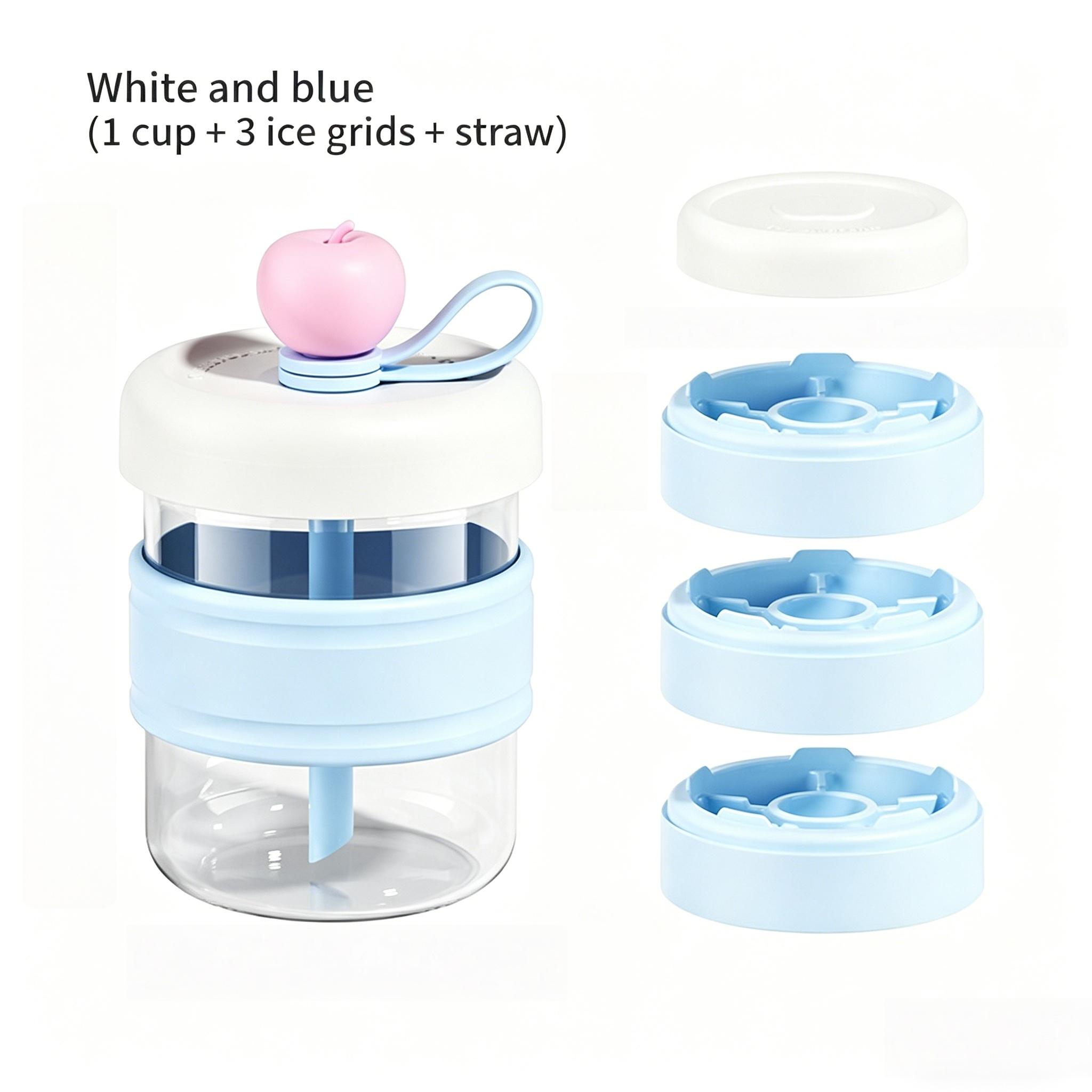 1 Piece Large Capacity Press Ice Cube Cold Brew Cup, Food-Grade Material Leak-Proof Seal, With Straw Easy Release, 2-in-1 Ice Making & Cold Brew, For Commute Outdoor Office Special Portable Practical High-Value