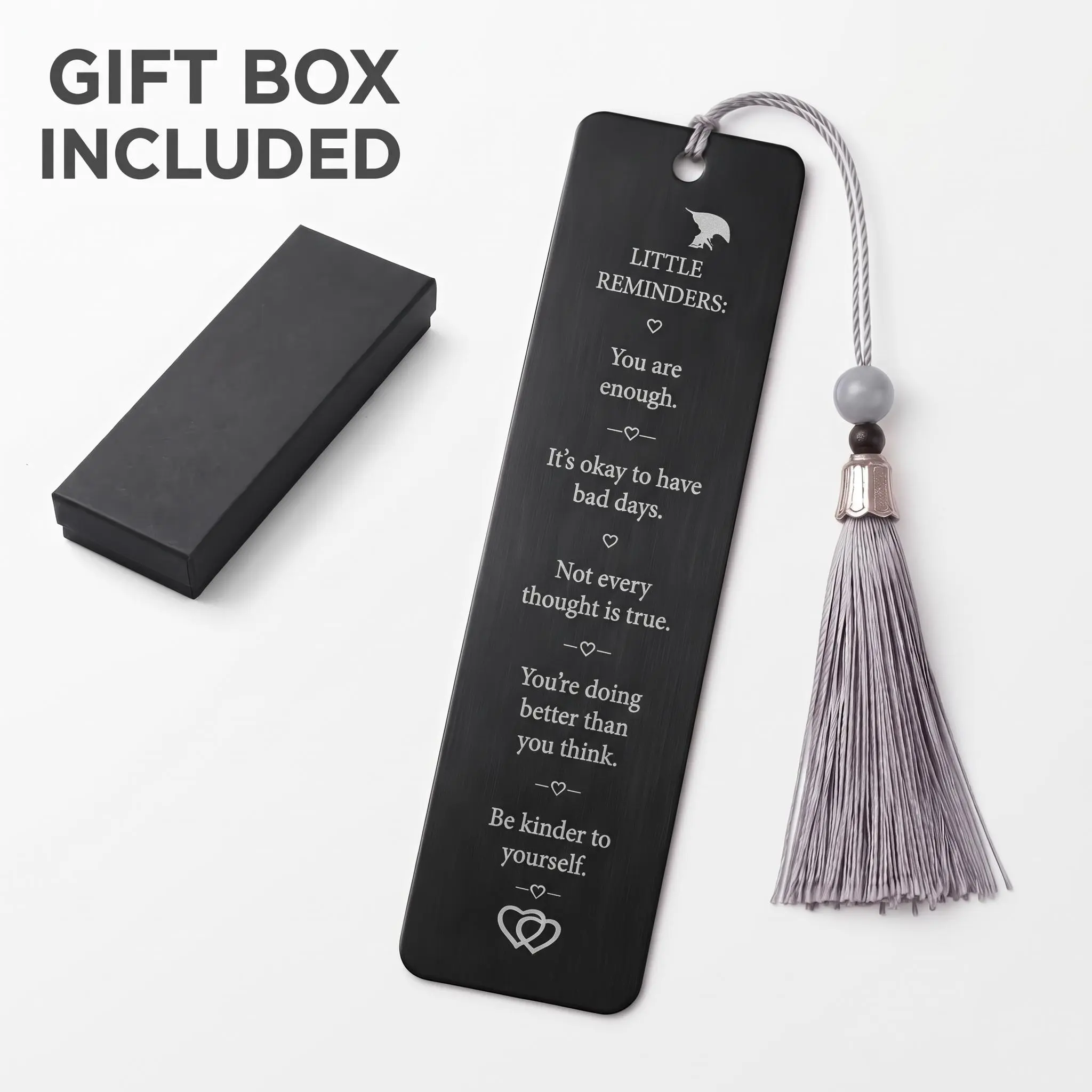 Unisex Metal Motivational Bookmark with Tassel & Gift Box, Reading Aid with Encouraging Quote, Graduation Gift for Book Lovers, Elegant Home & Party Supply Accessory, With Box,home decor