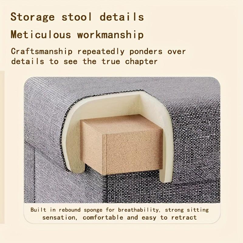 Portable Multi-Functional Foldable Rectangular Footstool, Folding Storage Ottoman, Storage Bench for Living Room, Bedroom, Hallway, Organize Space Efficiently