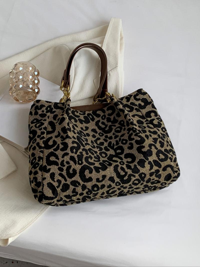 Women's Random Leopard Print Casual Shoulder Bag, Style Large Capacity Tote Bag for Work & Daily Used, Personalized Trendy All-match Underarm Bag