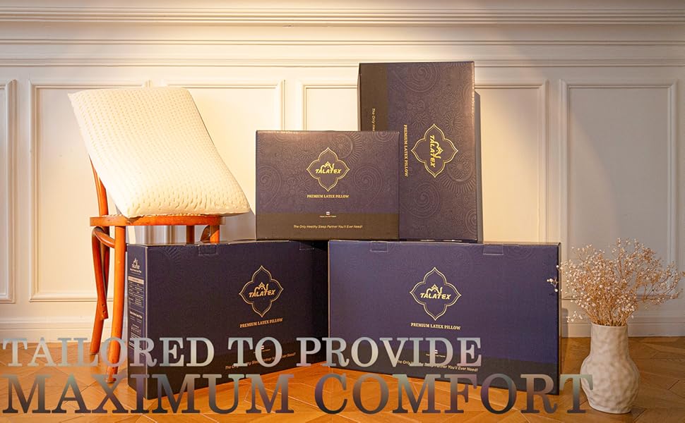 Talatex Talalay 100% Natural Premium Latex Pillow, Helps Relieve Pressure, No Memory Foam Chemicals, Perfect Package Best Gift shoulder pain relief