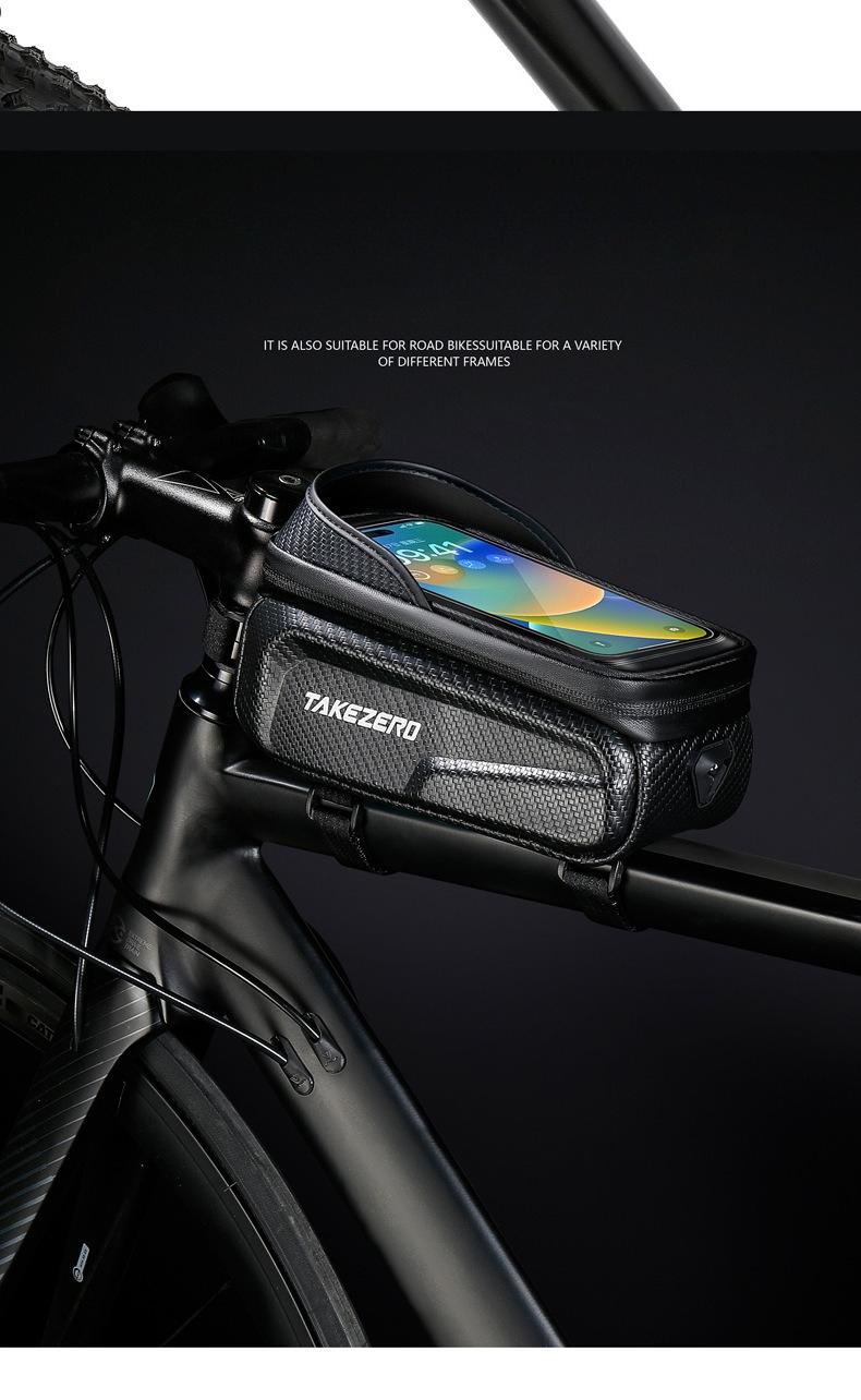 TAKEZERO Bicycle Front Top Tube Bag Touch Screen Bicycle Frame Bag Bicycle Bag 1L Large Capacity Adjustable Cycling Bag Bicycle Accessories