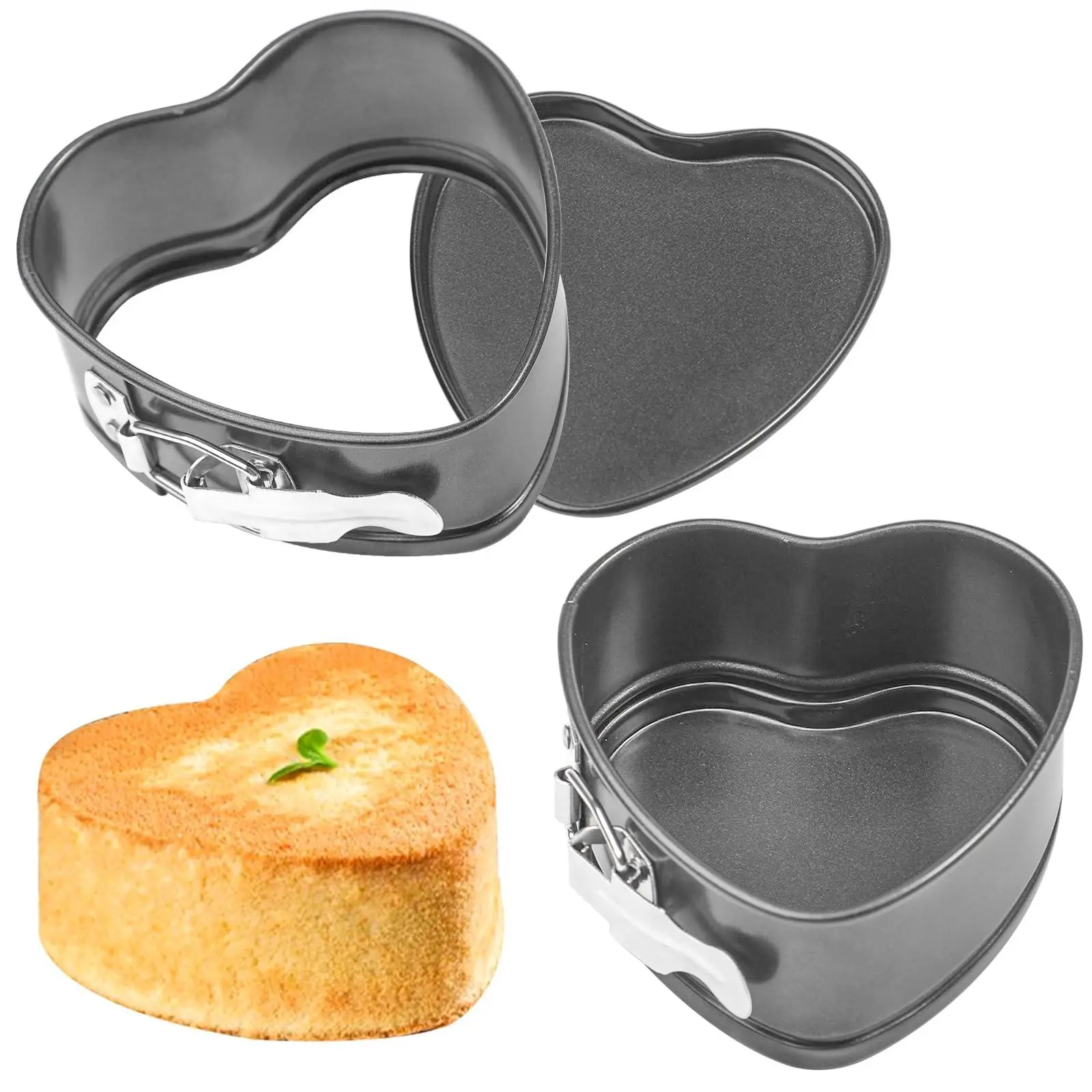 Heart Shaped Springform Cake Mold Pan, Toast Mold with Removable Loose Base, Nonstick Bakeware, Cake Baking Pans, Kitchen Essentials, Baking Tools, Baking Molds, Home Baking Supplies