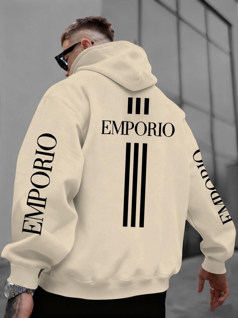 Emporio Gold Graphic Oversized Hoodie | White Streetwear Hoodie with Luxury Brand-Inspired Print | Trendy Outfit for Fashion & Streetwear Enthusiasts | Comfortable & Stylish