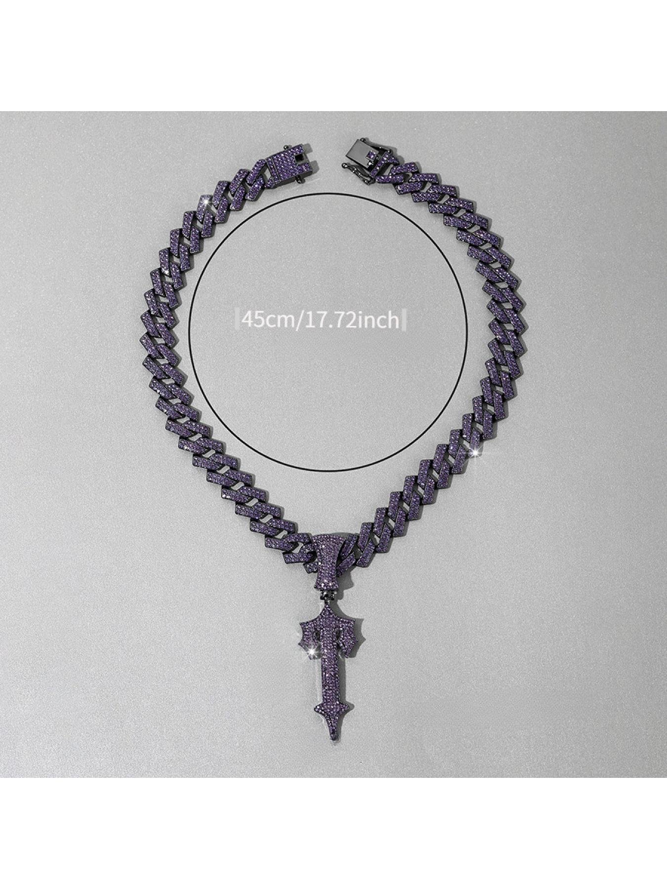 Purple large sword pendant, European and American hip-hop style alloy men's sword necklace