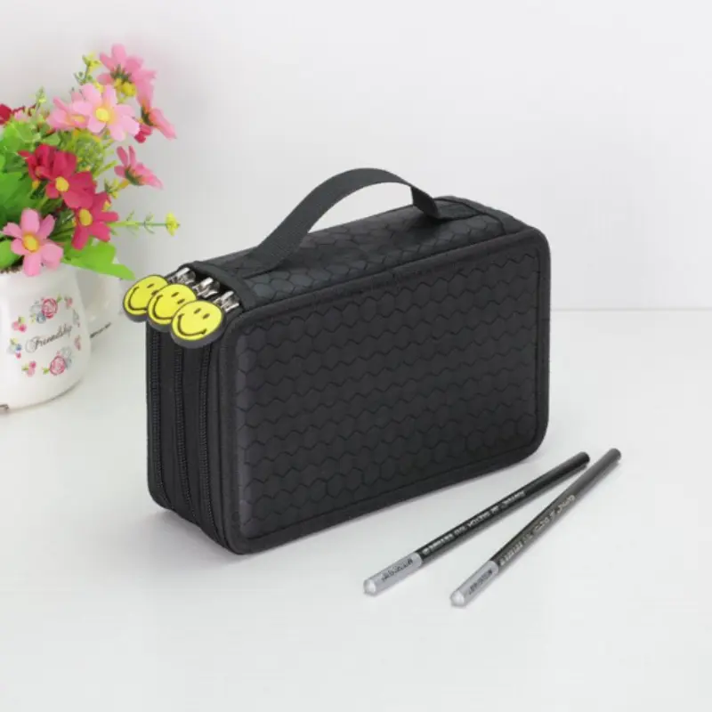Large Capacity 3-Layer Pencil Case, Multi-Functional Pencil Pouch for Students, Art Supplies Organizer with 48 Colored Pencils, School Supplies