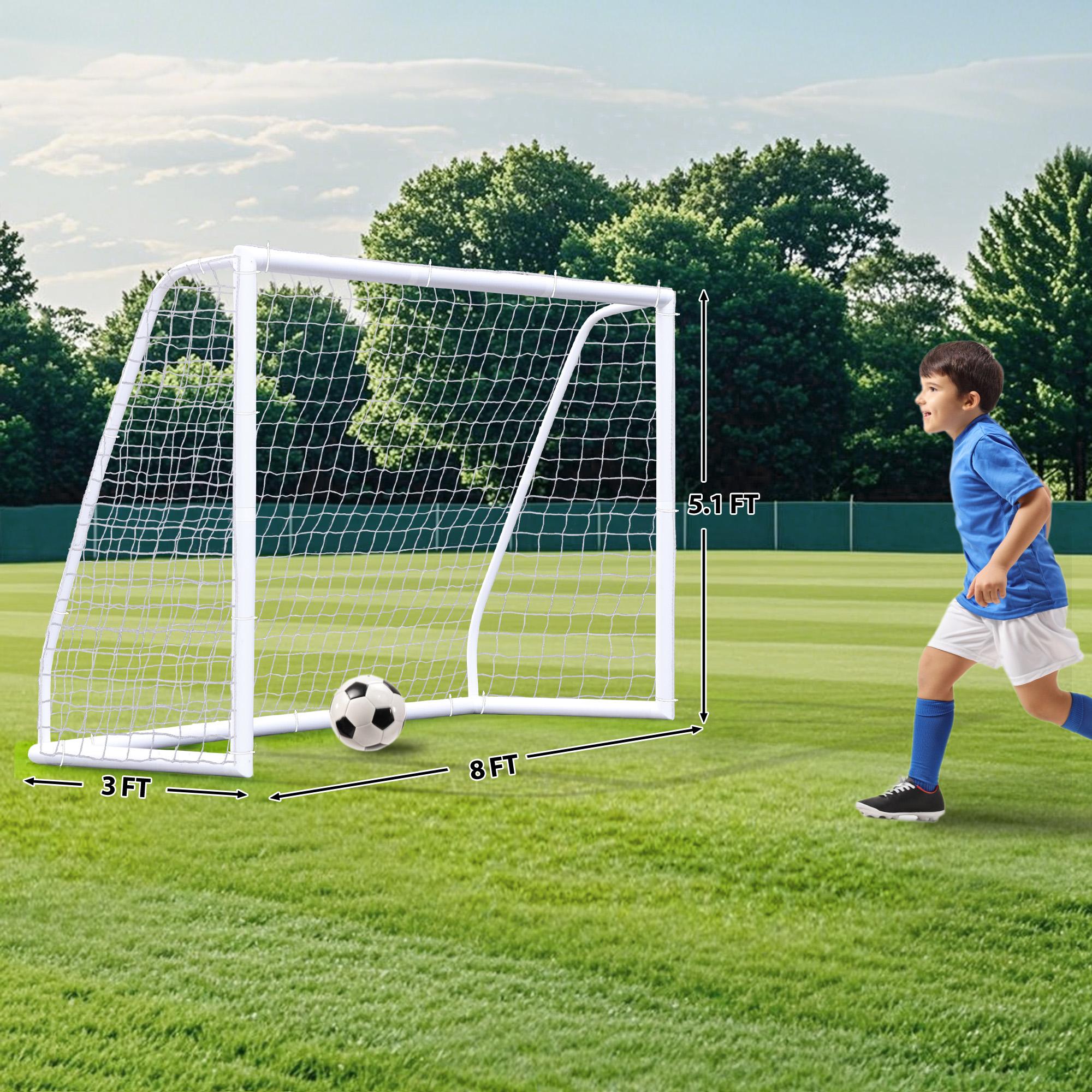 ZENY 8/10/12ft Soccer Goal Net PVC Frame Soccer Net Portable for Adult Kids Home Outdoor Soccer Training W/Carry Bag