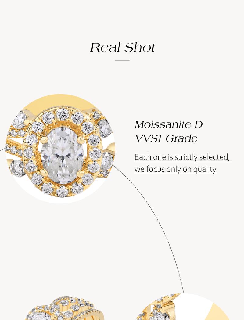 1 CT Oval Cut Fashion Luxury Shinning D Color VVS1 Women's Synthetic Moissanite Ring Wedding Engagement Gift Women's Jewelry Accessories R249