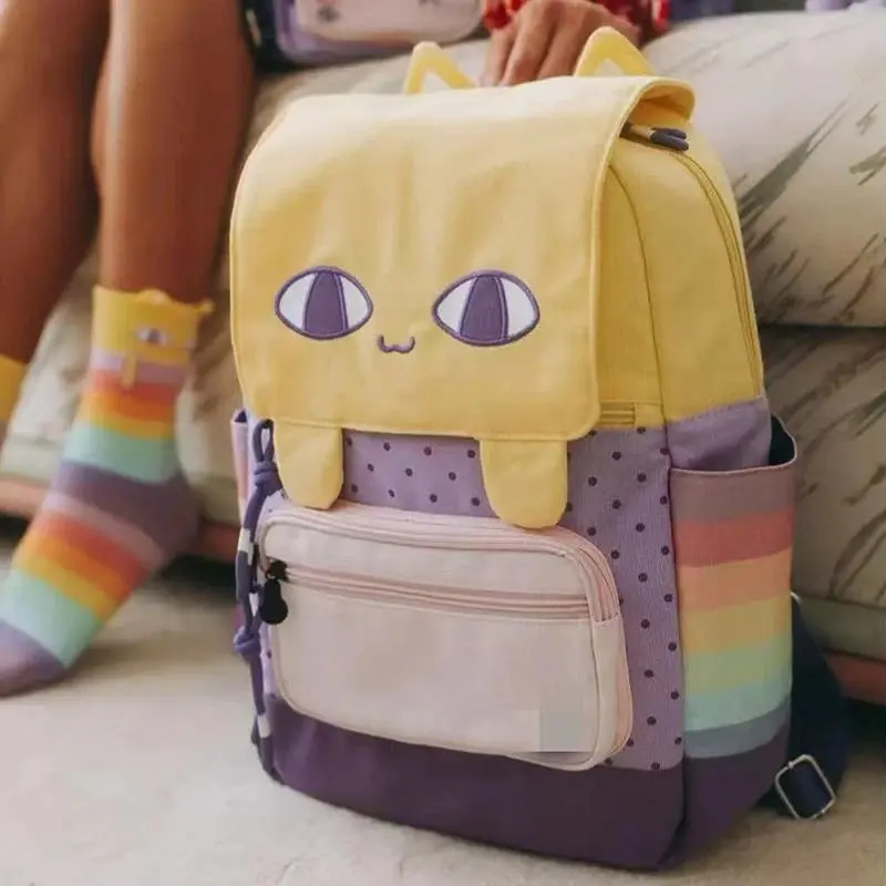 Anime OMORI Cartoon Yellow Cat Backpack Cute Lightweight Student Schoolbag Travel Large Capacity Shoulders Bag