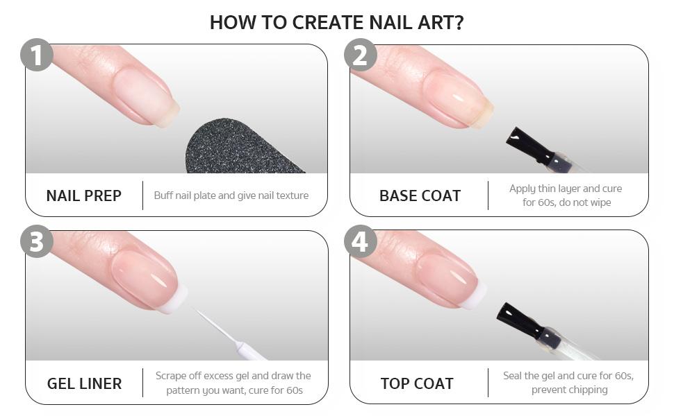 GAOY White Swirl Gel Nail Polish Art Liner, 12ml Classic Colors for Nail Paint Design with Thin Brush DIY French Manicure and Pedicure at Home