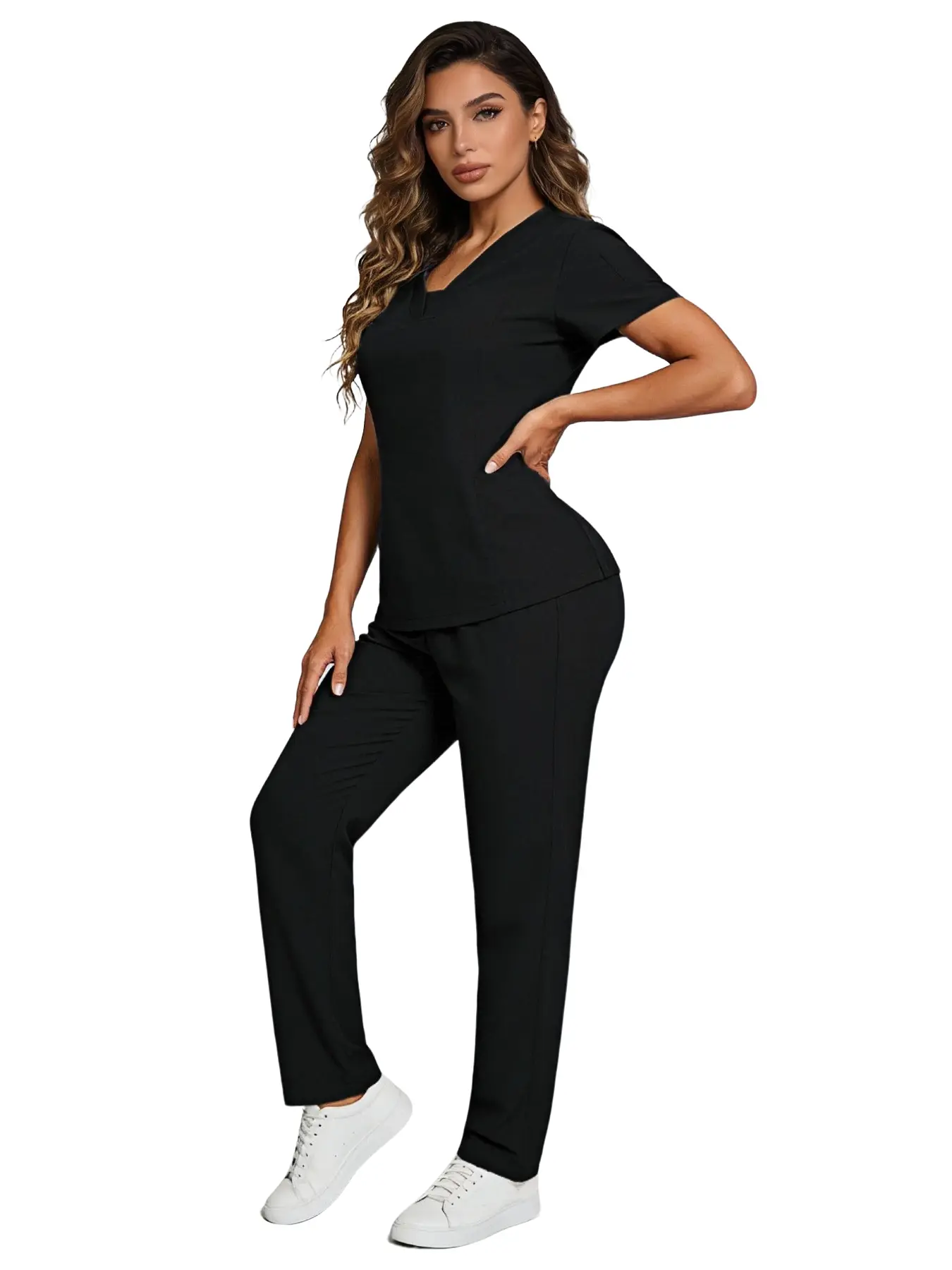 Scrubs Set, Sleeve: Say Goodbye to Wrinkles & Stuffiness, Experience Smooth, Quick-Drying Fabric with Freedom of Movement. The Stretchy Loose Set That's Perfect for Healthcare Professionals & Beyond. Uniforms Workwear Womenswear Pockets Casual Clothes