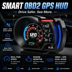 A520 Smart OBD2 & GPS HUD Display Real-Time Speed RPM Water Temp Monitor