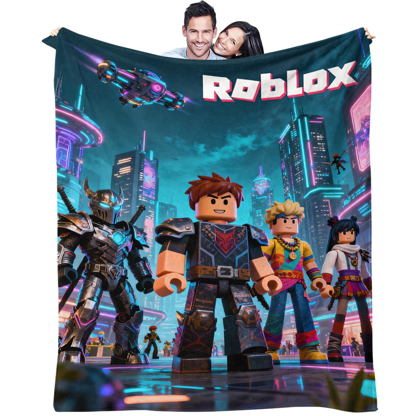 Roblox Printed Pattern Blanket, Suitable For All Seasons, Suitable For Beds, Sofas, Cars, Room Decorations, And Gifts, Suitable As a Gift For Children And Teenagers, a Single-Sided Printed Blanket