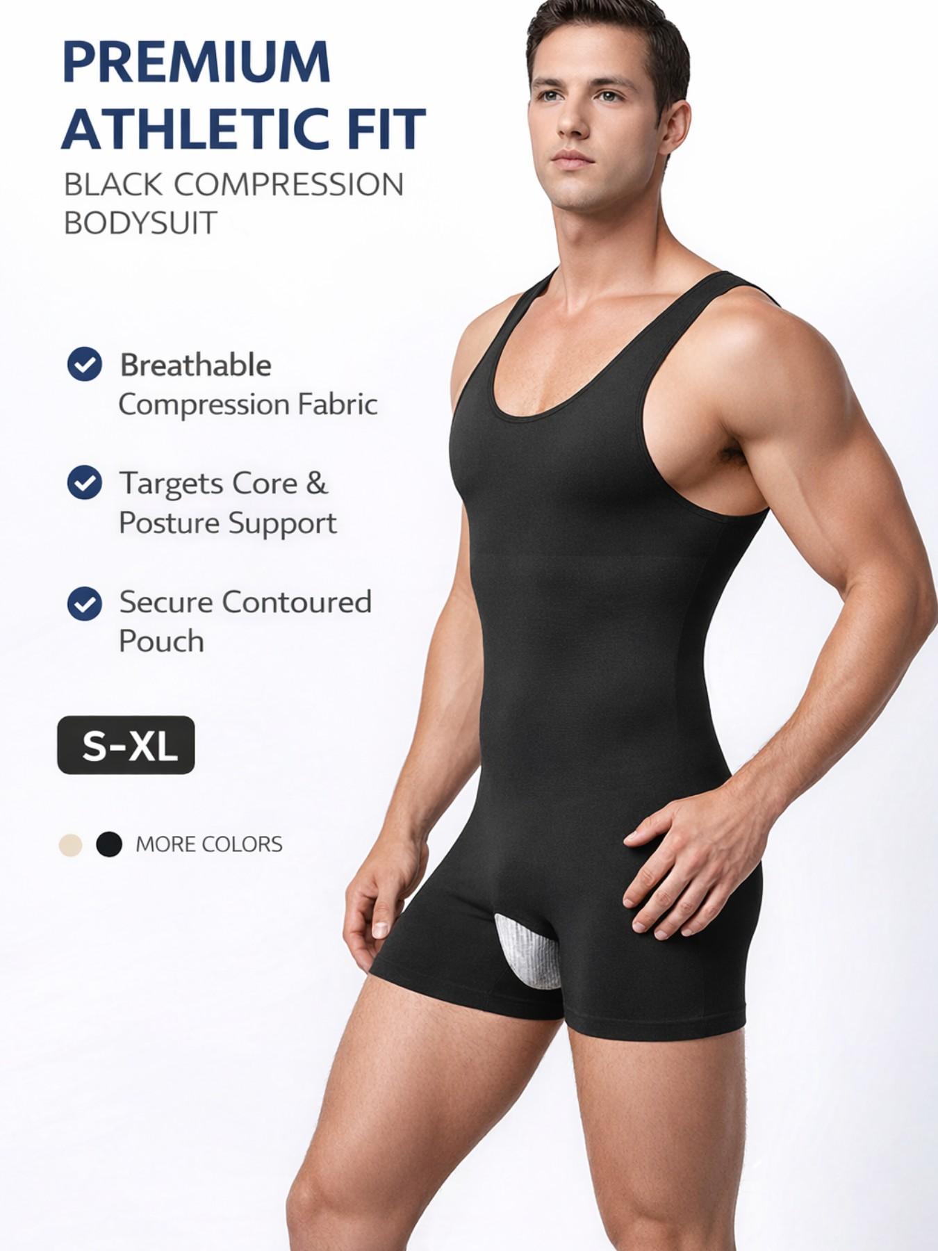 Men’s Full Body Compression Shapewear Bodysuit, Tummy Control Slimming Tank Top Shorts, Chest Sculpting Waist Trainer, Plus Size