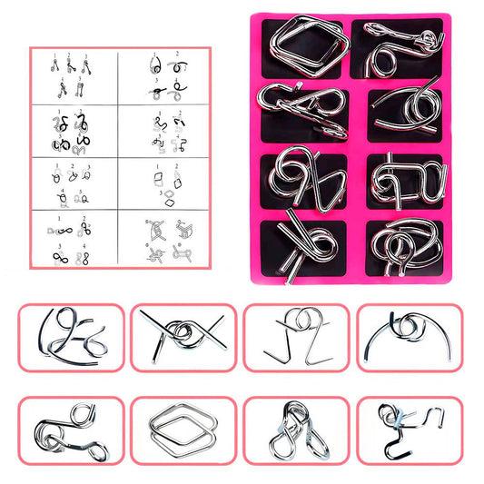 24pcs Metal Montessori Puzzle Solving Metal Wire Puzzle Pieces Solution Set 5.9''×7.08" Brain Teaser Wire Puzzle Chain Logic Educational Game Challenges Stress Relief Toys Thanksgiving Holiday Gift Ideas For Kids Men's Valentine Gifts