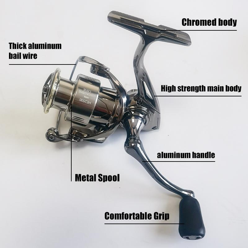 Ultra Smooth Spinning Reel with 7+1 Bearings 5.2:1 High Speed 12kg Drag Saltwater Freshwater lightweight reel