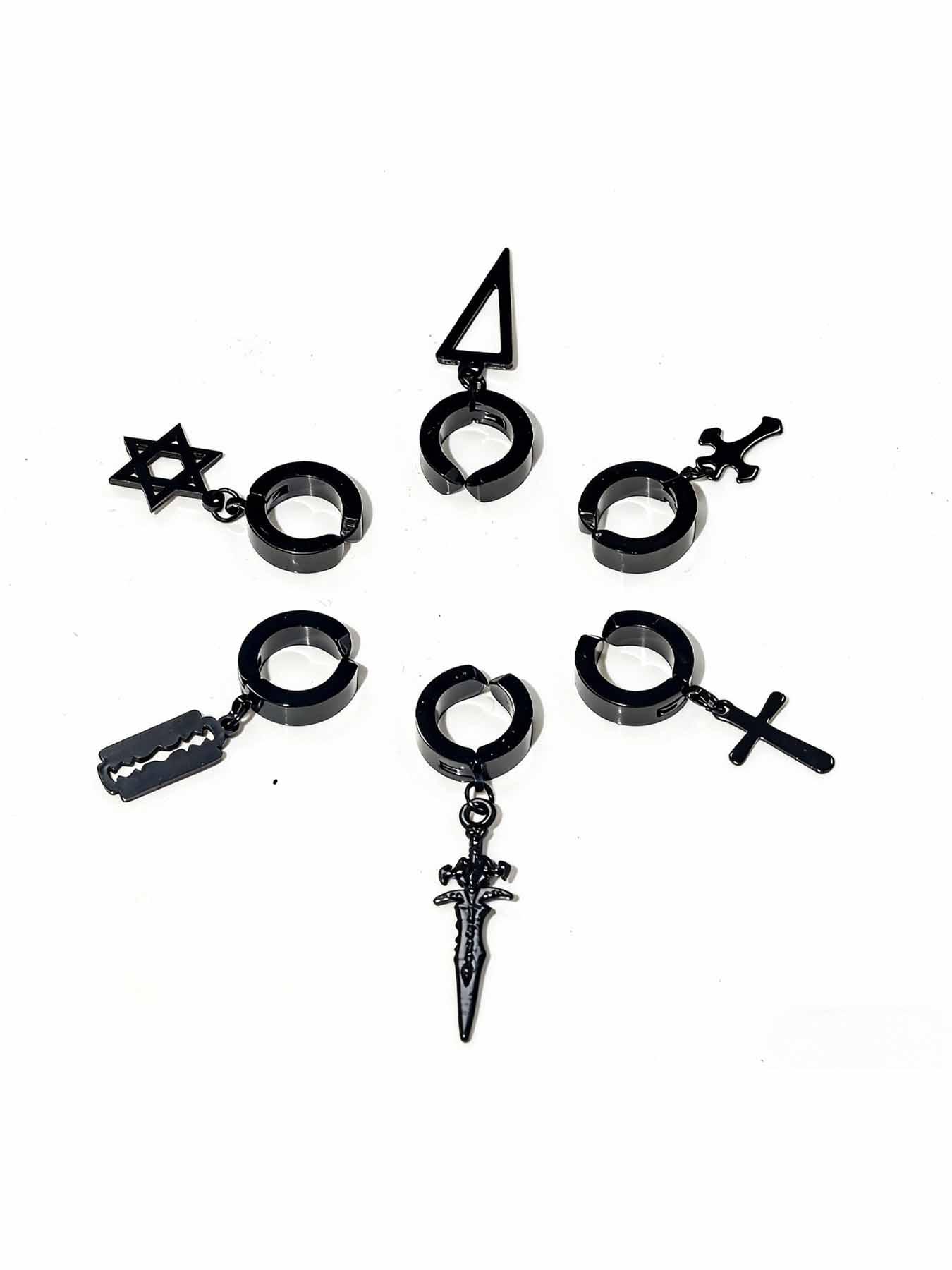 6 Pcs Ear Cuffs, Punk Style Fashion Jewelry, Unisex Design, Trendy Streetwear Accessories, Unique Gift Idea