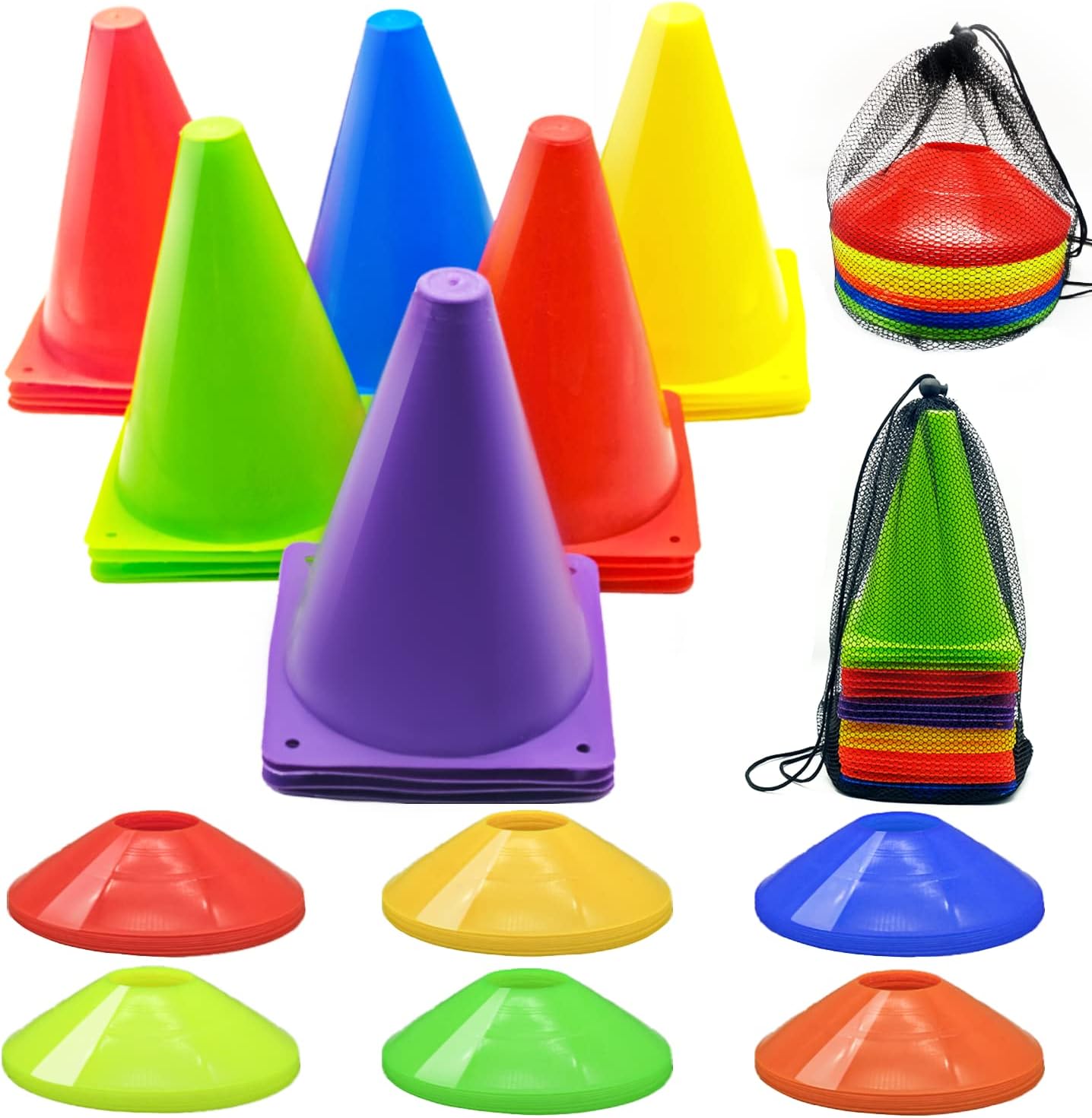 Soccer Cones Set, 84Pcs 9" Cones Sports + Disc Cones, Cones for Sports with Carry Bag, Training Cones, Soccer Cones for Training, Plastic Soccer Cones for Drills