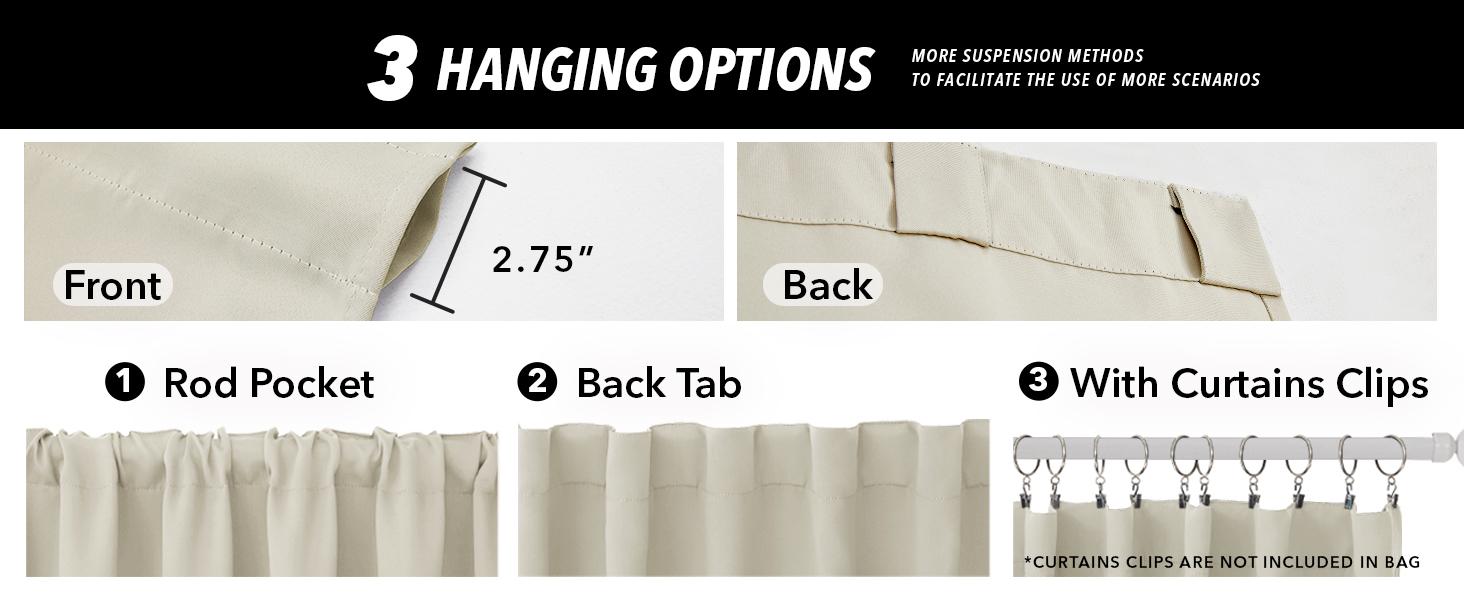 3 Hanging Styles Solid Color Curtains (2 Panels ) – Modern Blackout Drapes, Home Decoration for Living Room, Bedroom, Summer Home,