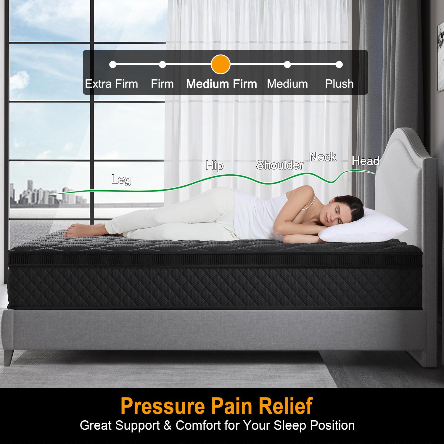 12/14 Inch Twin Full Queen King Size Mattress in a Box,Memory Foam Hybrid Mattress with Individual Pocket Spring for Motion Isolation & Silent Sleep&Lumbar Support & Pressure Relief,Medium Firm