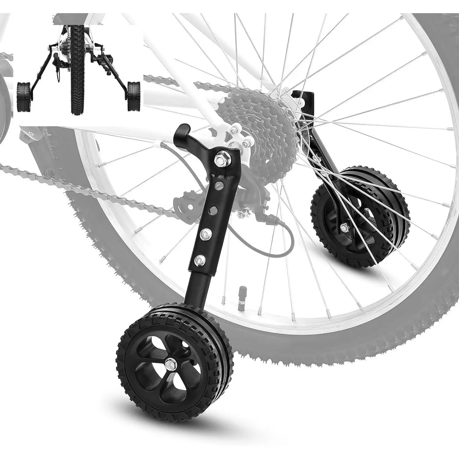 Adjustable Bike Training Wheels for Kids - Fits 16, 18, 20, 22, 24 Inch Bicycles, Includes Stabilizers for Variable Speeds, BlackGift