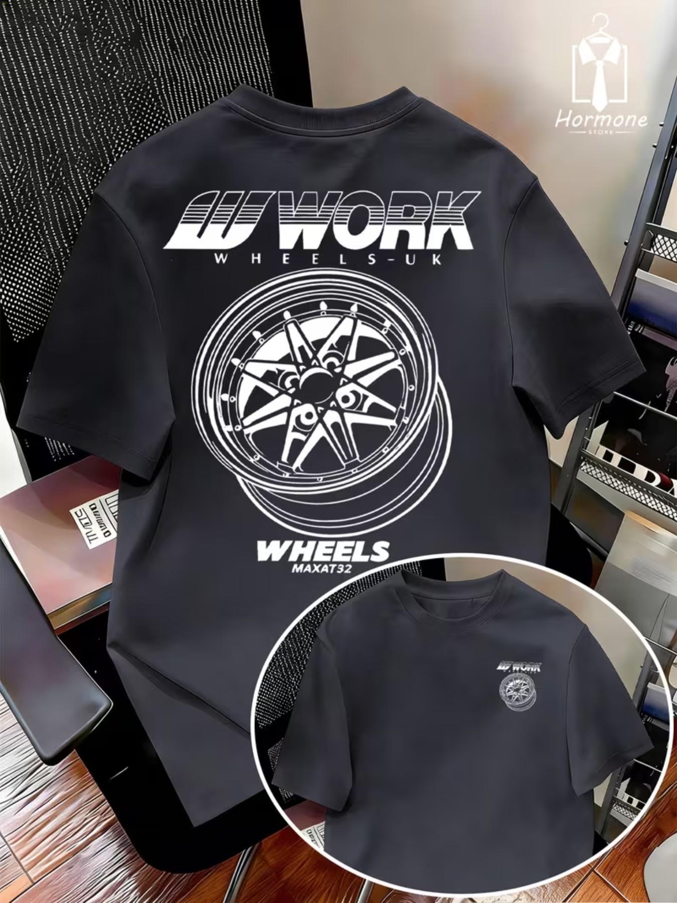 Men's Short Sleeve T-Shirt, Geometric Print, Loose-Fitting, Casual Style, Long Length, Jdm Car Culture, Summer Top