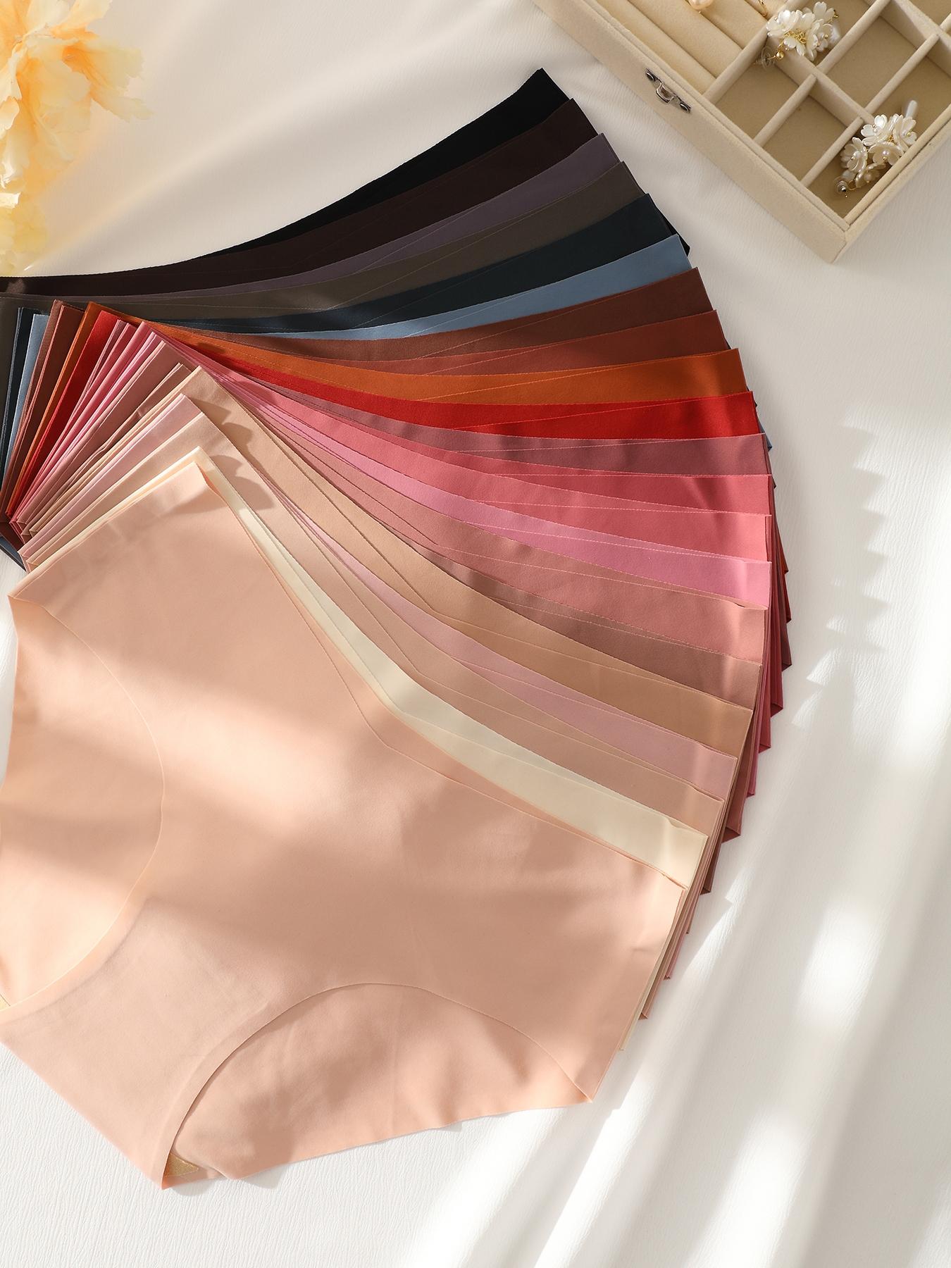 Women's random colors soft seamless Briefs (5/7/10/12 pcs), suitable for daily work and activities, autumn and winter daily use