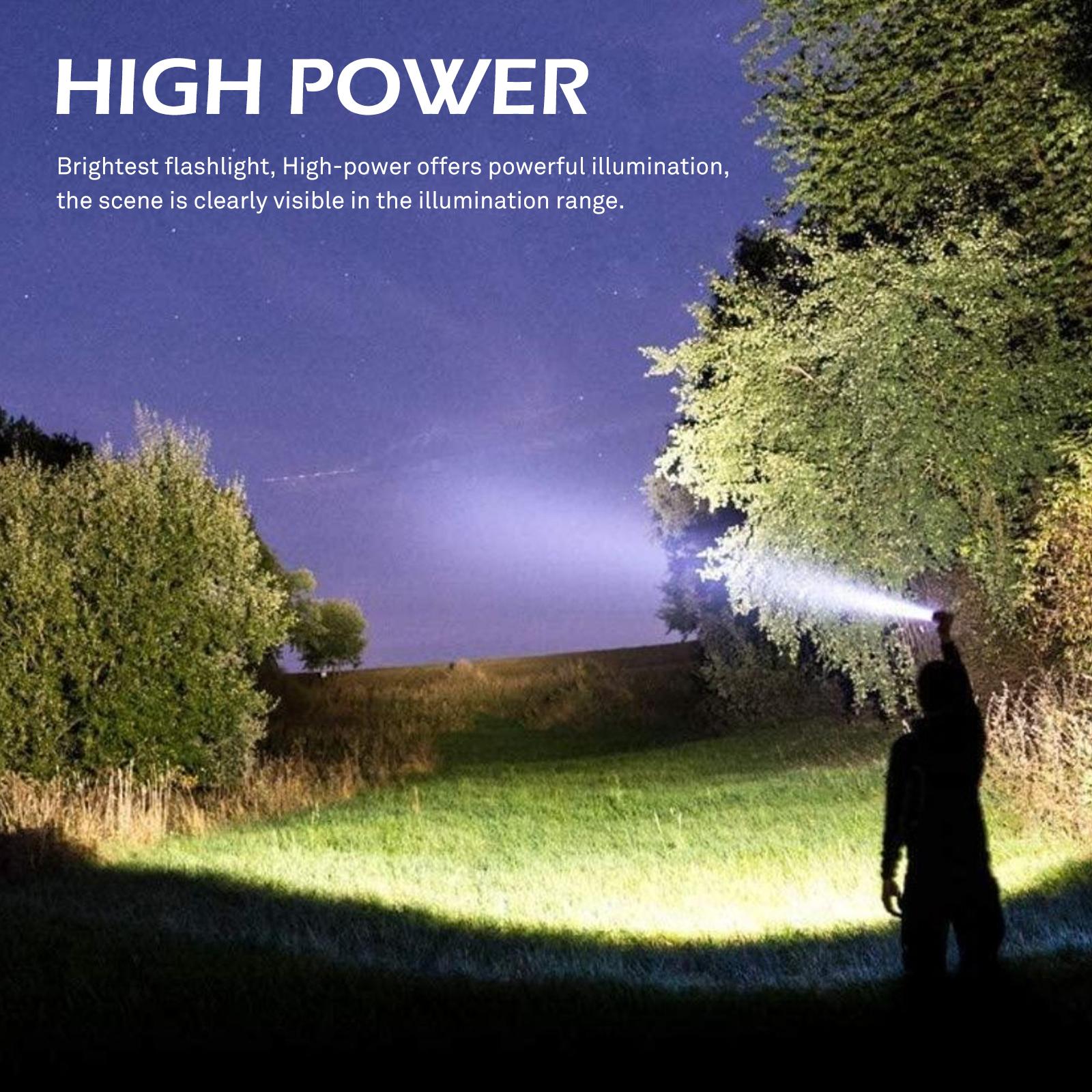 4 PCS Strong Flashlight Set for Family, Rechargeable, Waterproof, Camping Gadgets, Emergency Red&Blue Alarm Lights Household Essentials for Kids, Family Camping Essentials, House Warming Gifts New Home, for Garden, Garage