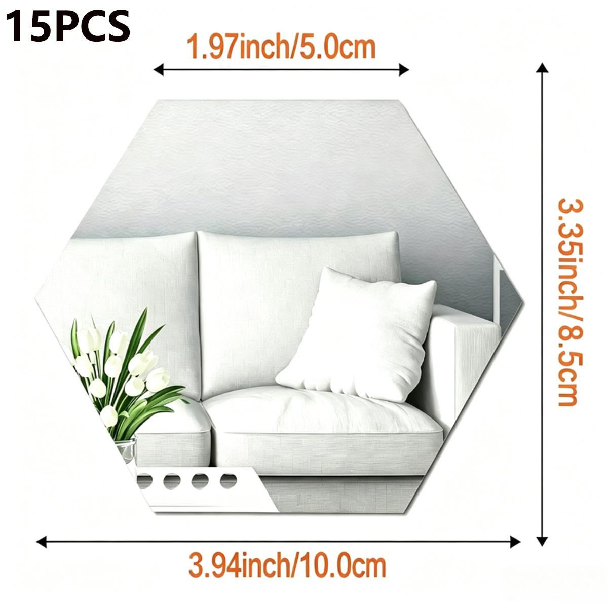 15pcs Hexagon Self-Adhesive Mirror Wall Stickers, Decorative Wall Sticker, Acrylic Wall Decor, Removable DIY Wall Decor Mirror, Mirror Stickers for Living Rooms, Bedrooms, Apartments, Gyms and Dorms, Home Decoration, Mirror Wall Sticker