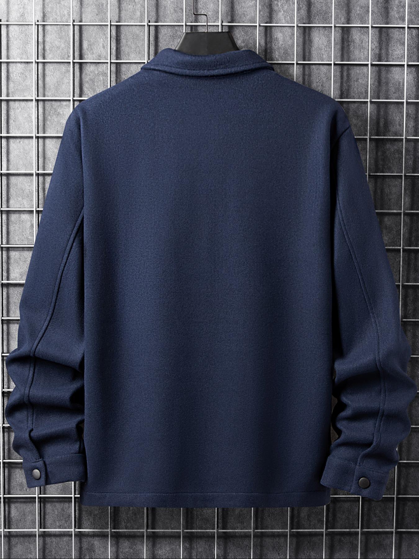 Men's Simple Woolen Jacket Coat, Fashion Casual Fitted Design, Suitable for Work or Outing, Lightweight Outerwear, Enhance Your Wardrobe Taste