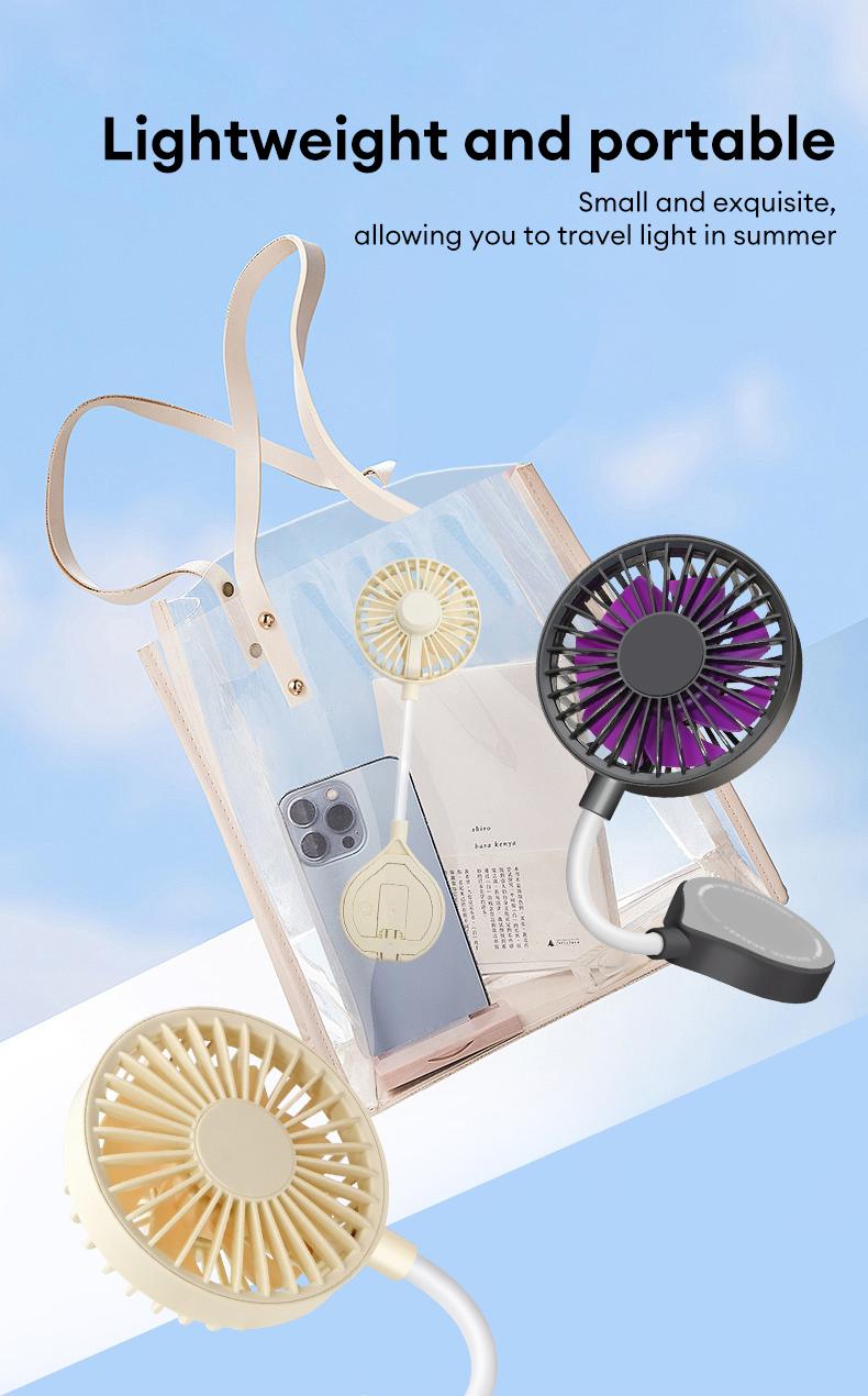 MGALL UF07 Magnetic Bracket Mini Fan – Lightweight & Portable, 360° Full-Area Air Supply, 3-Speed Instant Cooling, Adjustable Hose for Precise Airflow, Silent Operation, Handheld Air Conditioner for a Cool Summer