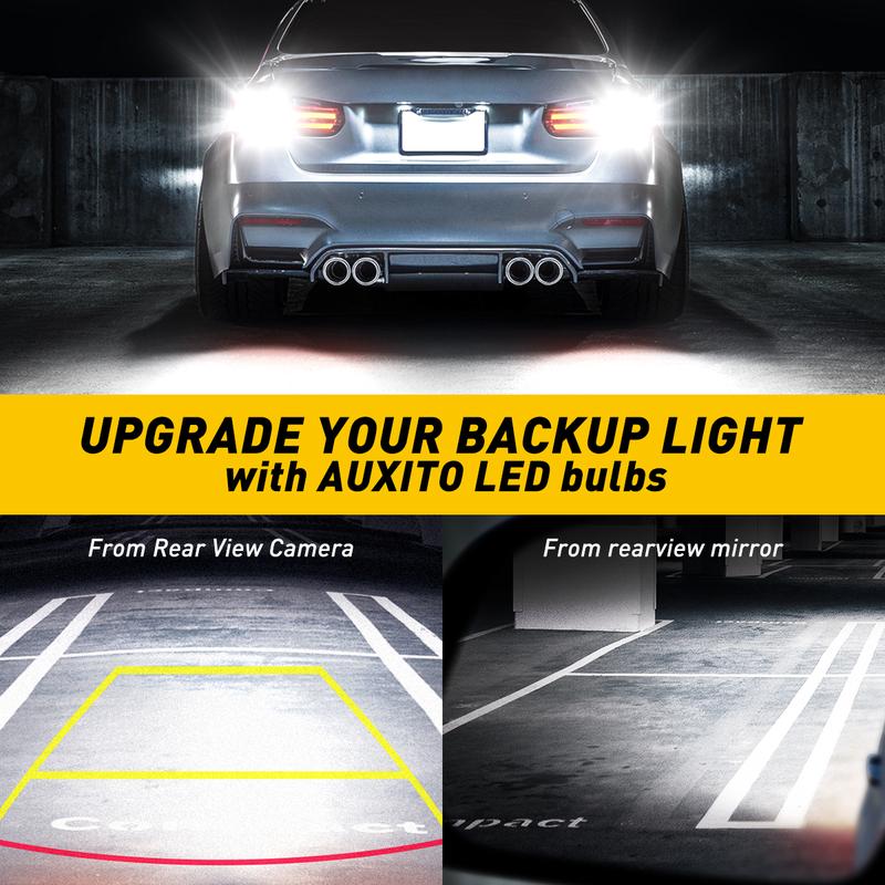 AUXITO 912 921 LED Bulb for Backup Light Reverse Lights High Power 2835 15-SMD Chipsets Error Free T15 906 922 W16W Bulbs, 6000K White Daytime Running Lights (Upgraded, Pack of 2)