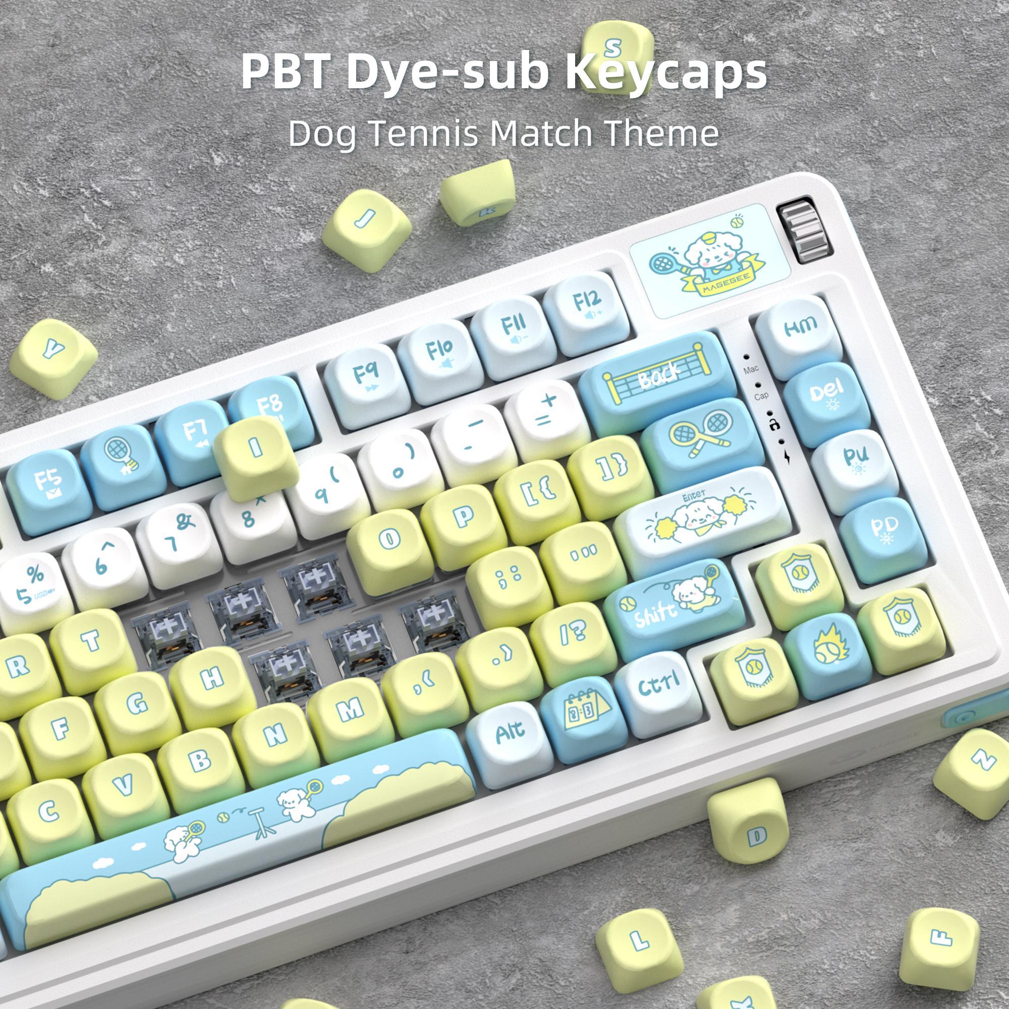 MageGee AIR75 Wireless Creamy Mechanical Keyboard, Gasket Structure, 3 Connection Modes Hot Swappable Custom Keyboard, RGB Backlit Gaming Keyboard for PC/Win/Mac, Linear Blue Whale Switch, PBT Keycaps