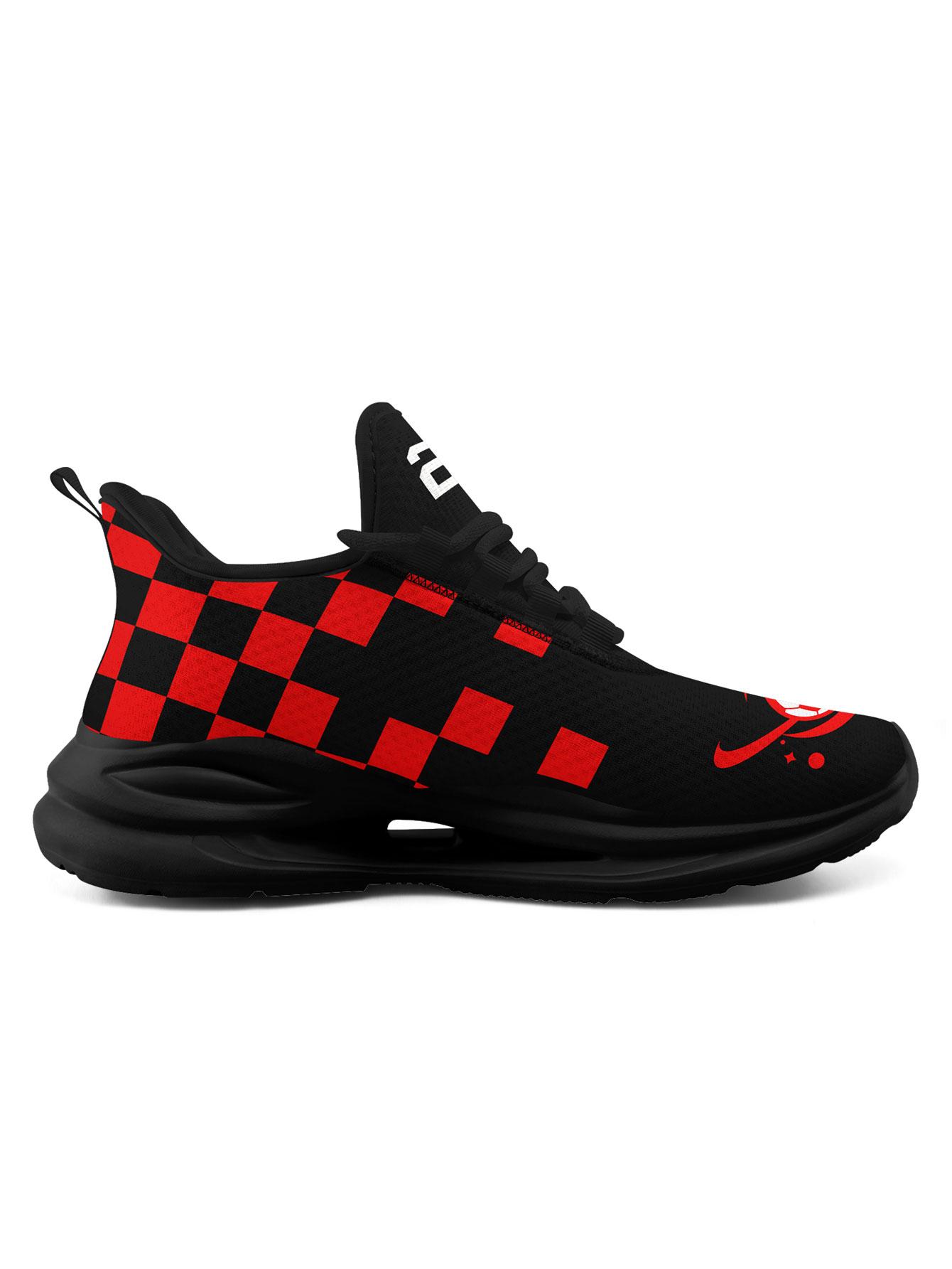 Men's SUI Sporty Checkered Design  Running Shoes, Stylish Breathable Performance Sneakers, Comfortable Wide Fit Daily Trainers