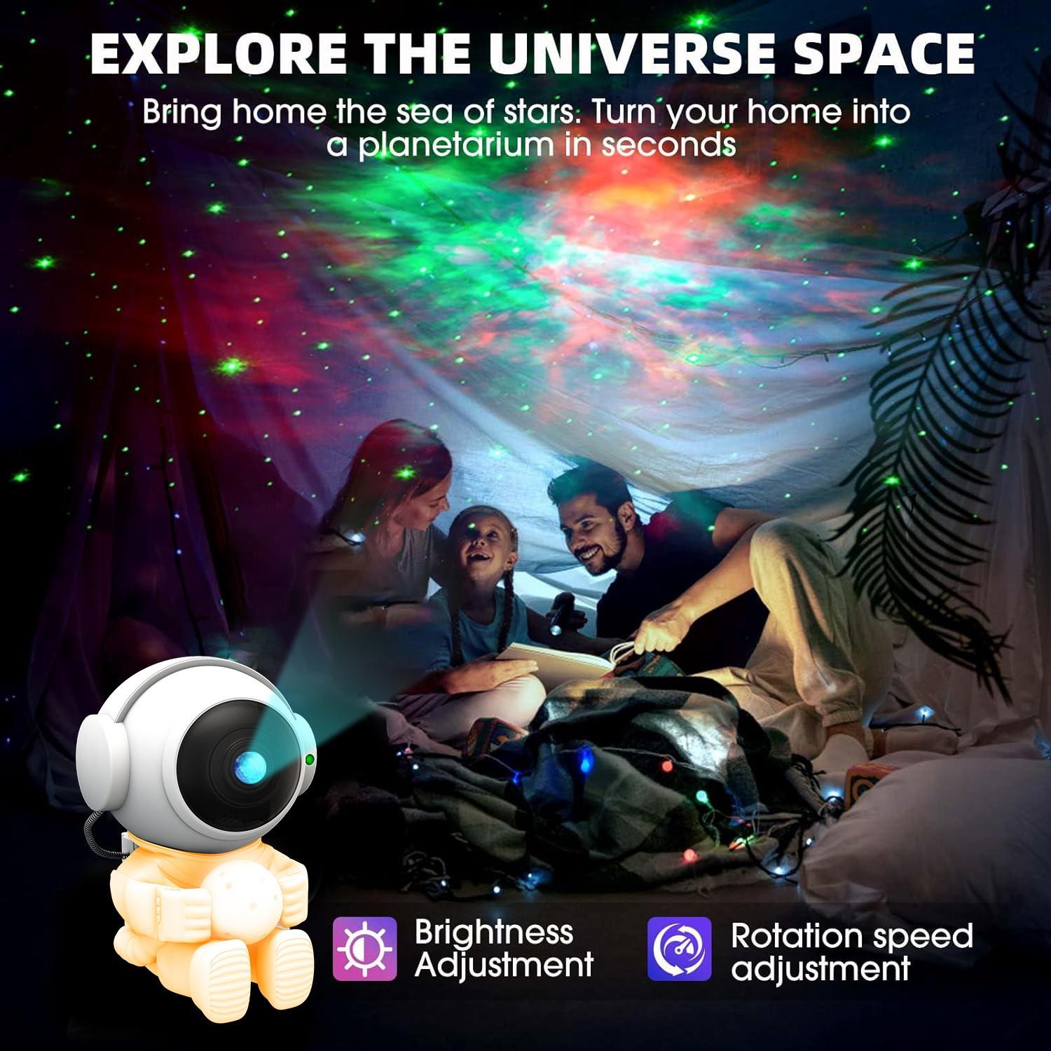 Astronaut Galaxy Projector, Star Projection Night Light, Nebula Ceiling LED Strip, Moon Lamp with Timer, Kids Room Decor, Christmas, Birthday, Valentine's Day