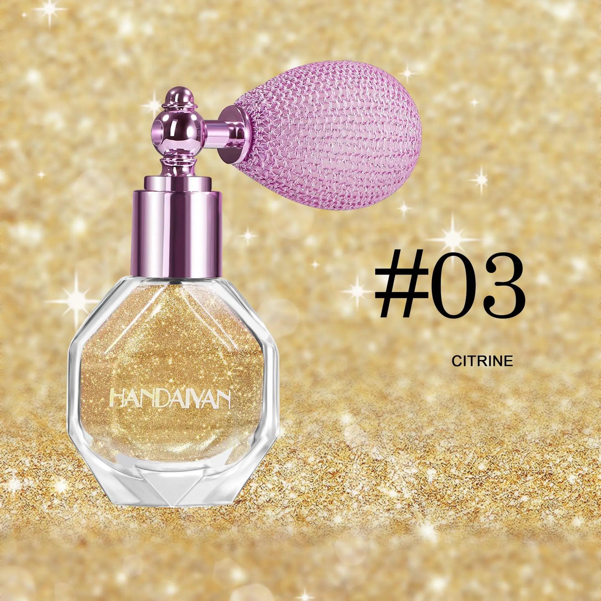 HANDAIYAN Highlighting Spray—featuring ultra-shimmering glitter particles, it serves to highlight and brighten both the face and body, while also adding a sparkling luster to clothing and hair.