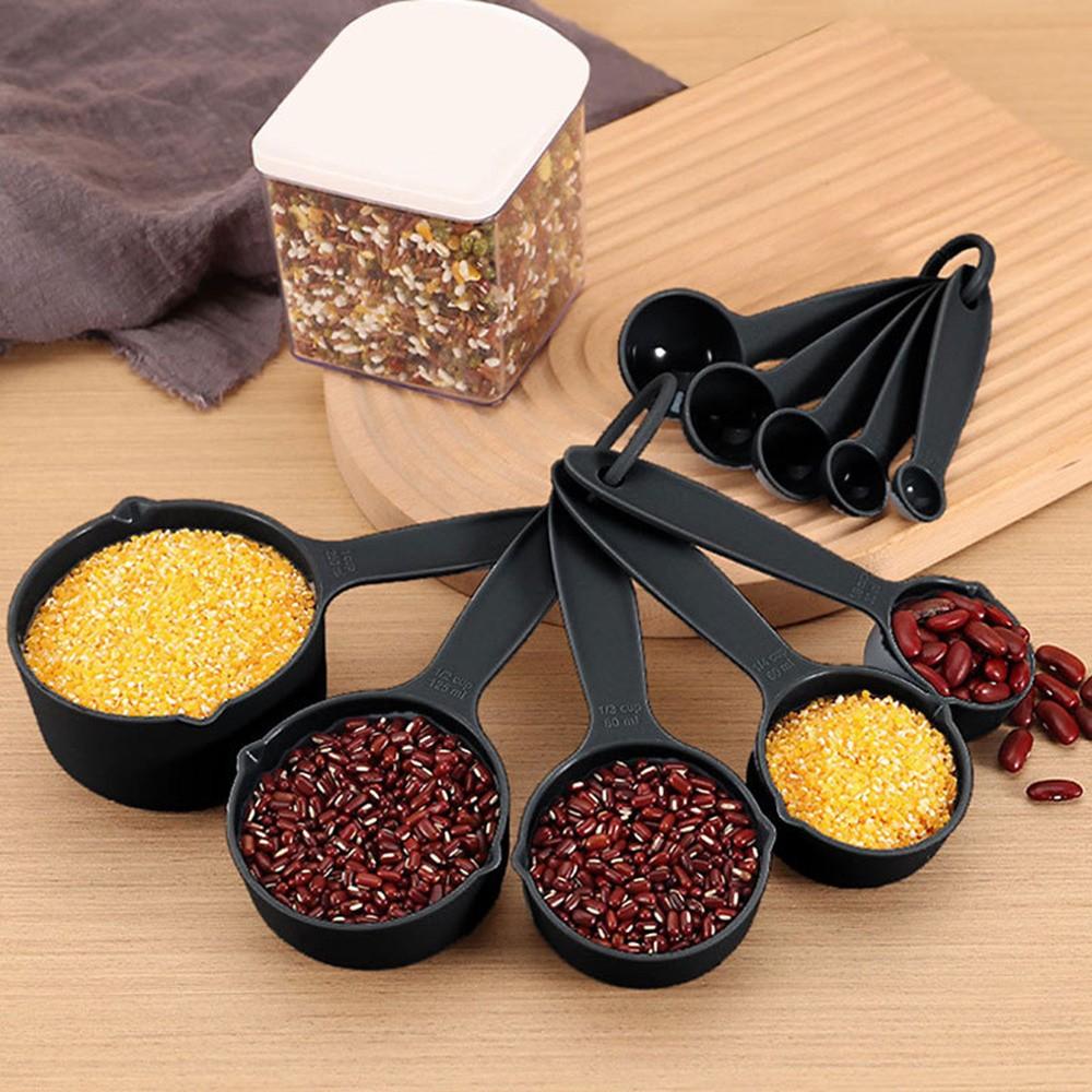 11pcs Plastic Measuring Cups, Spoons and Egg Yolk Separator Divider Set - Kitchen Measuring Tool, Stackable Measure Cup for Liquid & Dry Measuring, Kitchen Gadget for Cooking & Baking, Kitchen Tool | Modern Kitchenware | Durable Plastic