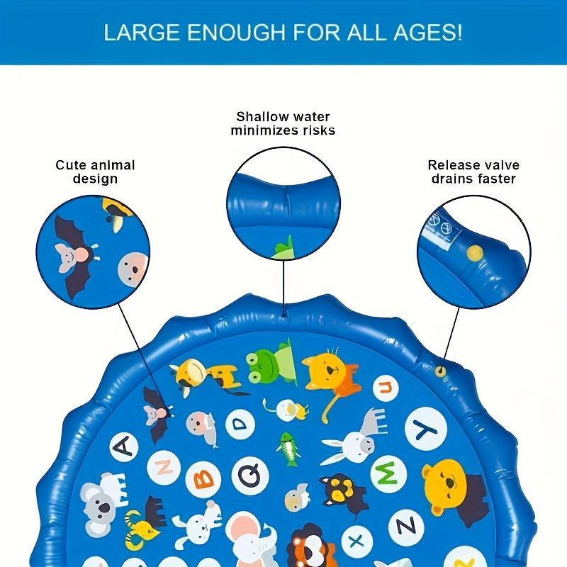 Water Splash Pad, Splash Proof Water Play Pad, Outdoor Lawns, Beaches, Gardens, Summer Parks and Yard Toys, Inflatable Water Slide, Inflatable Pool, Inflatable Waterslide, Paddling Pool, Kids Toys, Inflatable Water Sprinkler, Inflatable Floating Bed