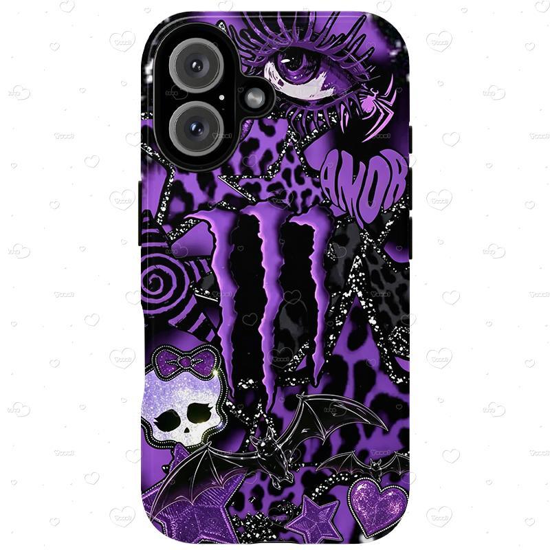 Viral Monster Neon Claw Scratch & Leopard Print Cellphone Case Shell - Gothic Scene-Core Aesthetic, Handheld Alternative Punk Protection for iPhone 17/16/15/14/13/12/11 Series & Samsung Devices