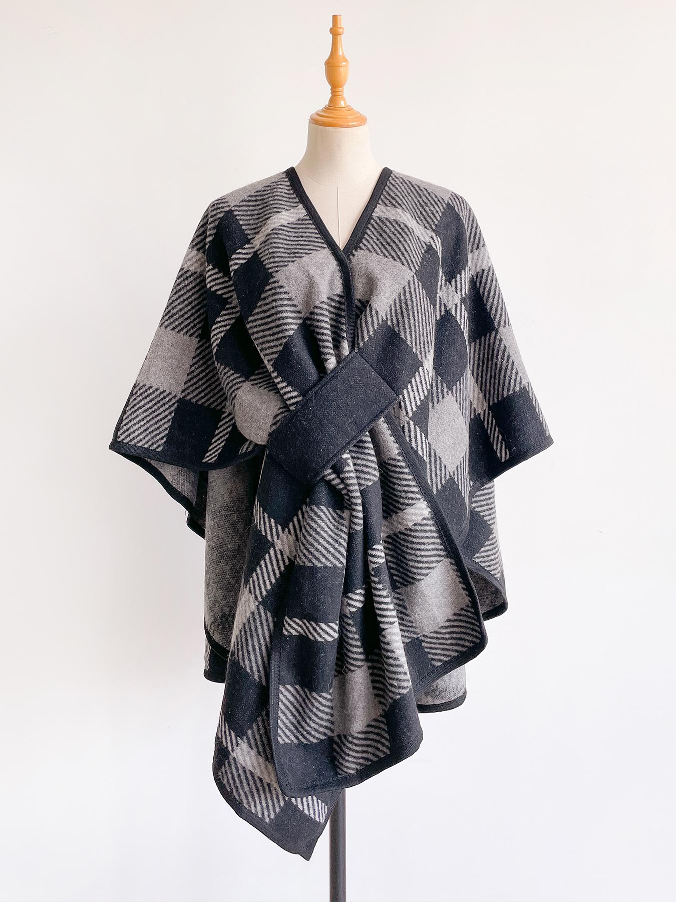 Women's Fashion Casual Plaid Shawl, Soft Woven Fabric, Warm Fall & Winter Accessory, Stylish Print Wrap, Perfect Holiday Gift