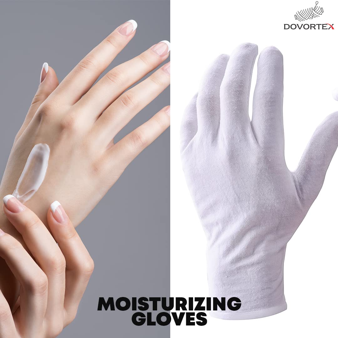 24 Pcs White Cotton Gloves - Protective for Dry Hands, Moisturizing, Inspection - Machine Washable