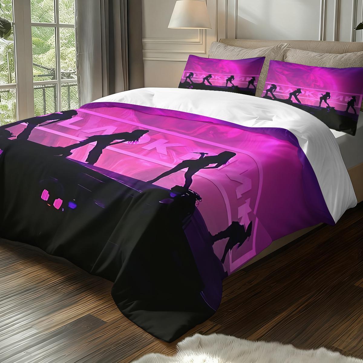 3Pcs,blackpinkofficial inspiration  three-piece bedding set, soft, comfortable and skin-friendly, universal in all seasons, bedding set, no pillow core, no quilt core, suitable for bedrooms, guest rooms - (1 quilt cover + 2 pillowcases)