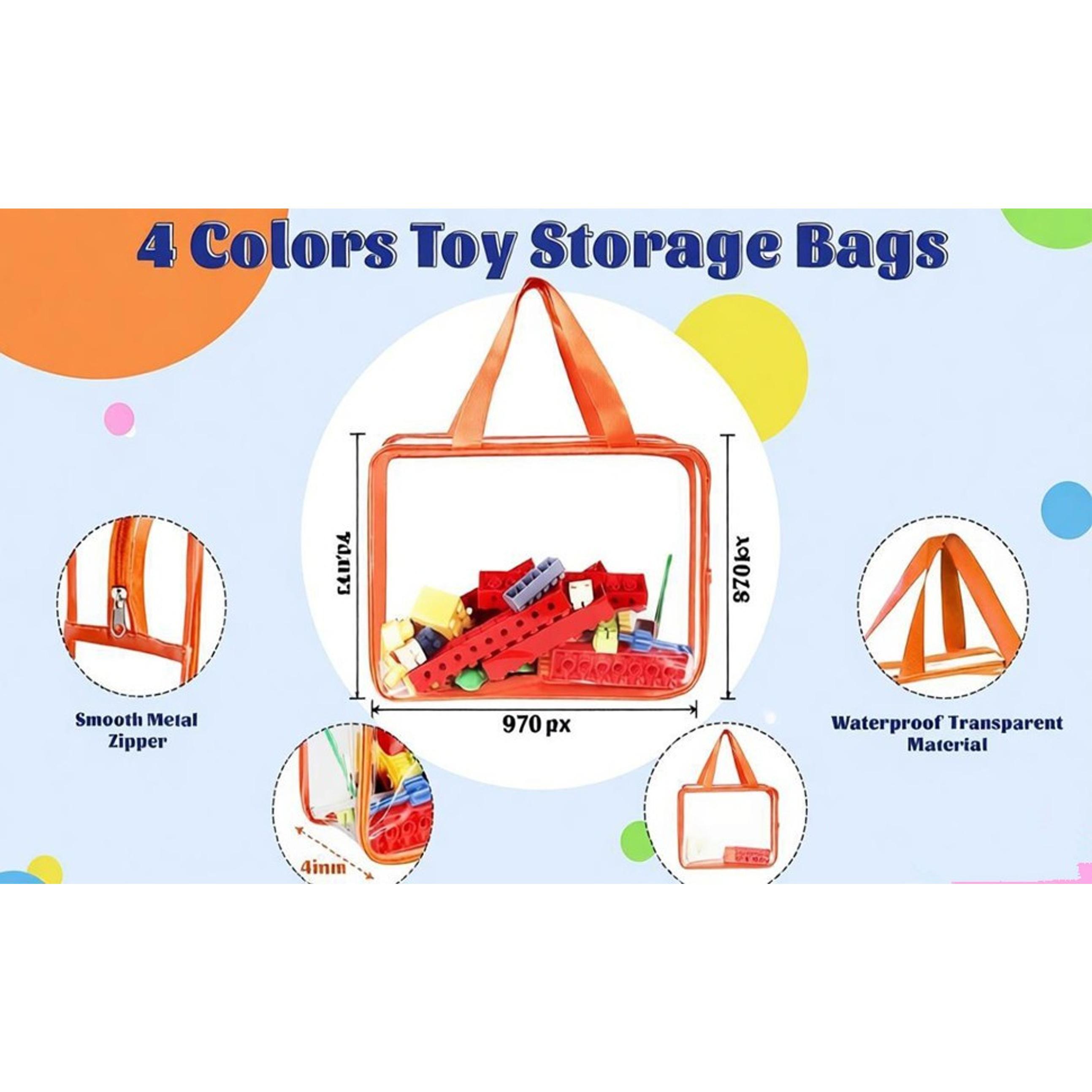 4 Pcs Clear PVC Zipper Storage Bags, Waterproof Travel Organizers with Labels for Building Blocks, Puzzles, Books (Multicolor) 4 Pcs Clear PVC Zipper Storage Bags, Waterproof Travel Organizers with Labels for Building Blocks, Puzzles, Books (Multicolor)
