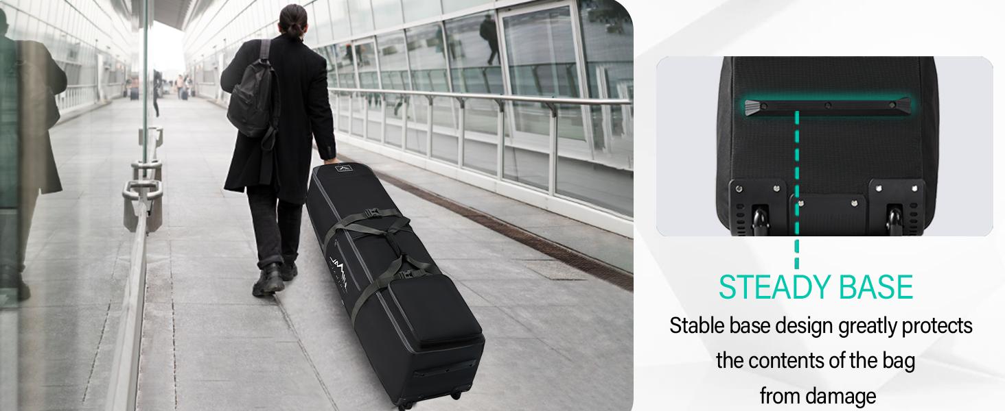 GoHimal Golf Travel Bag with Adjustable Support Rod, 900D Heavy Duty Oxford Fabric Golf Travel Case for Airlines with Wheels