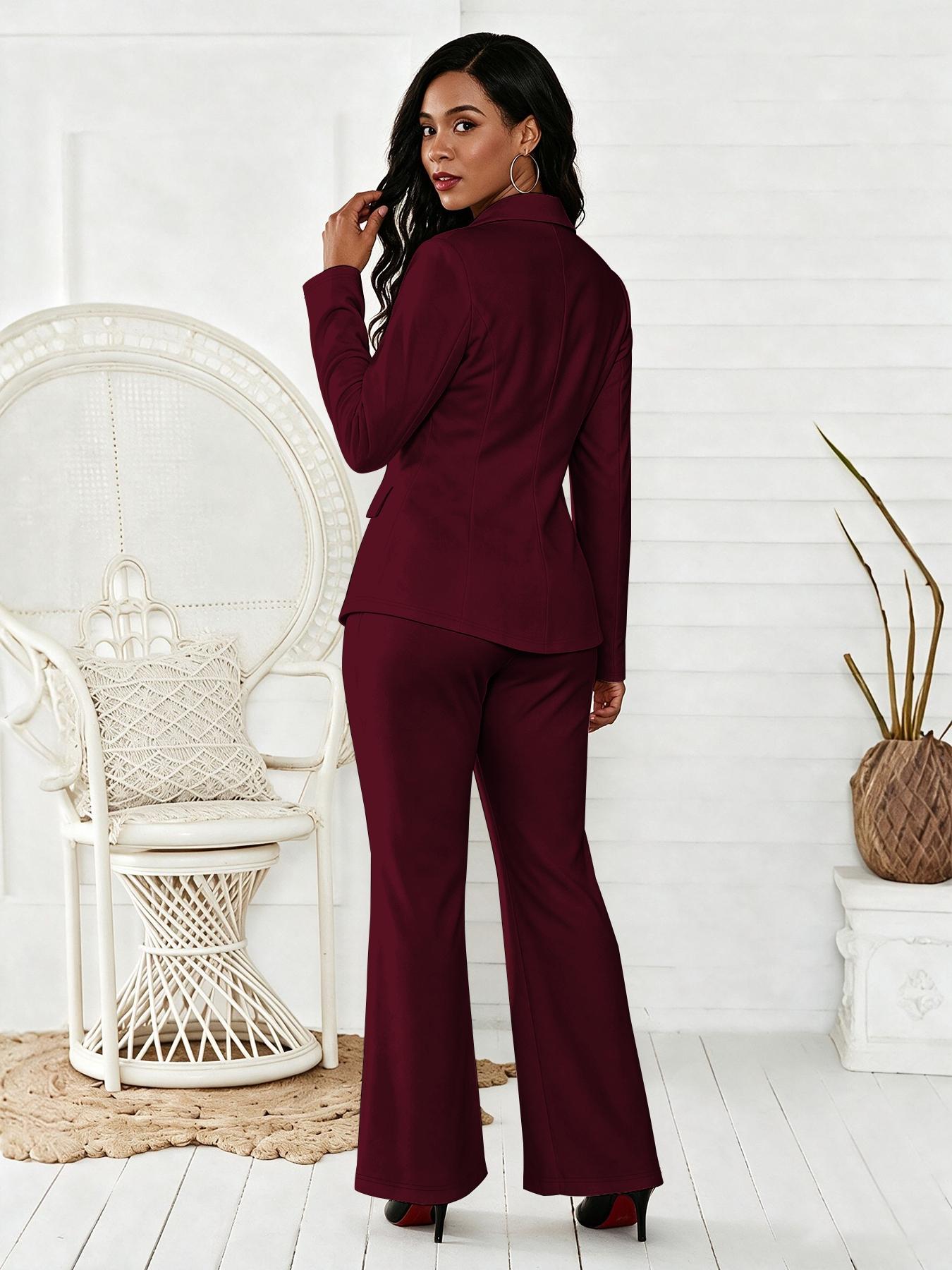 Women's Two-Piece Matching Set, Pants Set Outfit, Plain Button Lapel Fitted Blazer & Suit Pants, Business Casual Long Sleeve Outerwear & Trousers for Daily Outdoor Wear, All Seasons, Essential Business Attire, Work Casual Blazers, Corporate Attire Women's Two-Piece Matching Set, Pants Set Outfit, Plain Button Lapel Fitted Blazer & Suit Pants, Business Casual Long Sleeve Outerwear & Trousers for Daily Outdoor Wear, All Seasons, Essential Business Attire, Work Casual Blazers, Corporate Attire