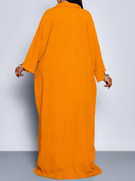 Women's Elegant Loose-Fit Fall Dress, Plain Woven Fabric, Casual Style, Moderate Thickness, Plus Size Fashion