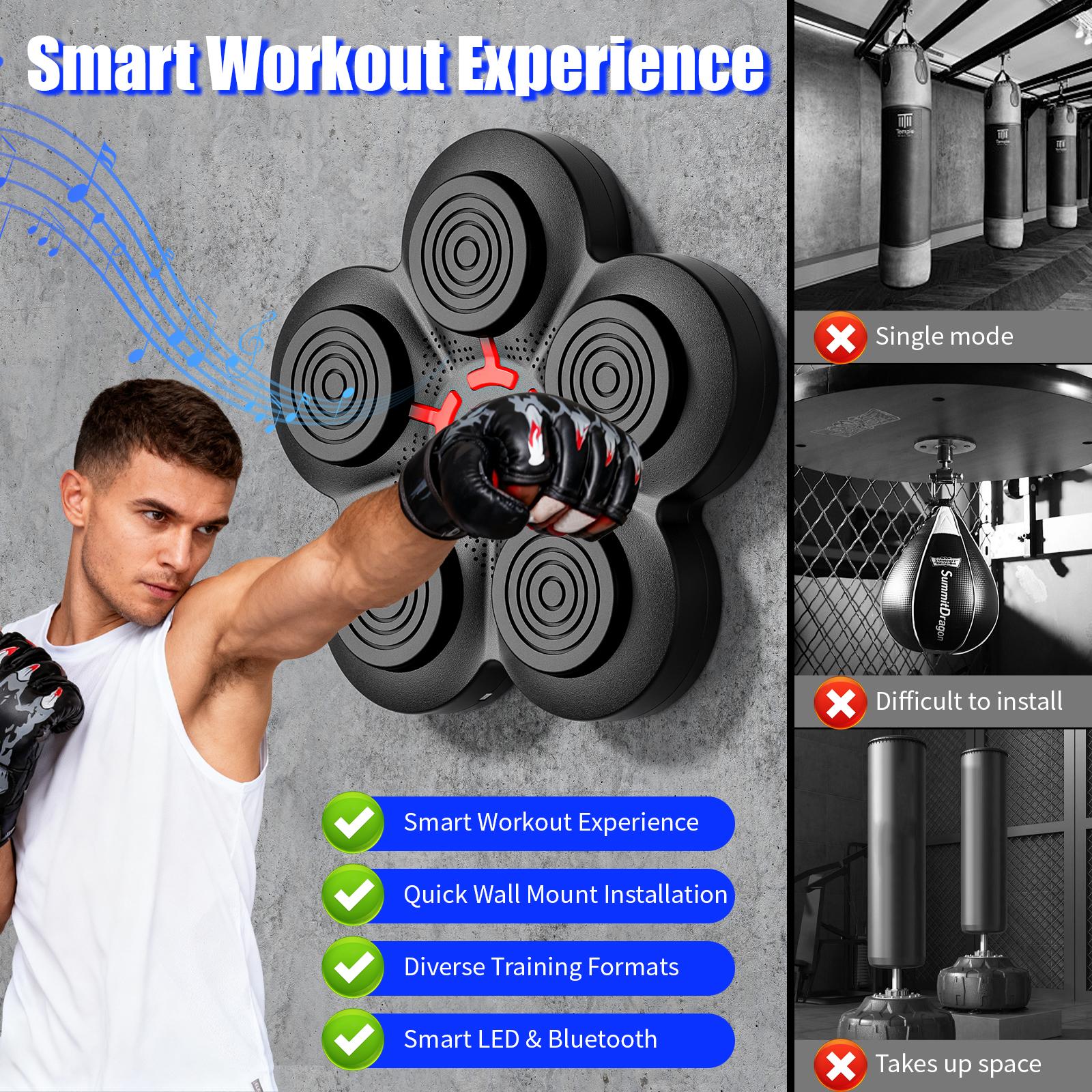 2026 Music Boxing Machine for Adults and Kids, Smart Bluetooth Boxing Training Equipment with Gloves Wall Mounted, Workout Punching Machine for Home,Office and Gym